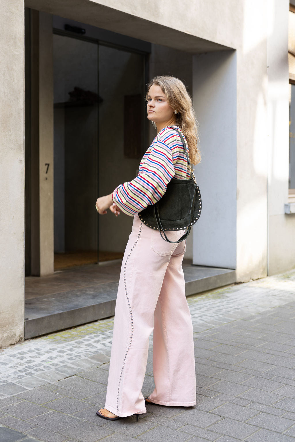 Milou Stud Daim Handbag Kaki