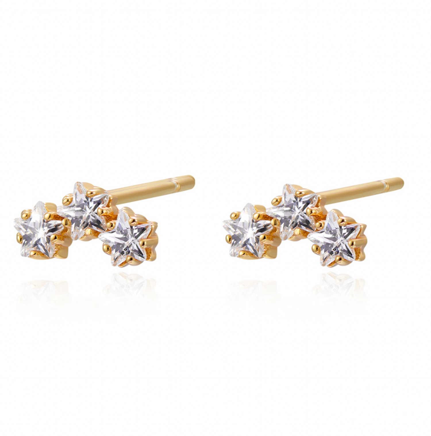 Tripple Little Star Earring Earring-Goud/Zilver