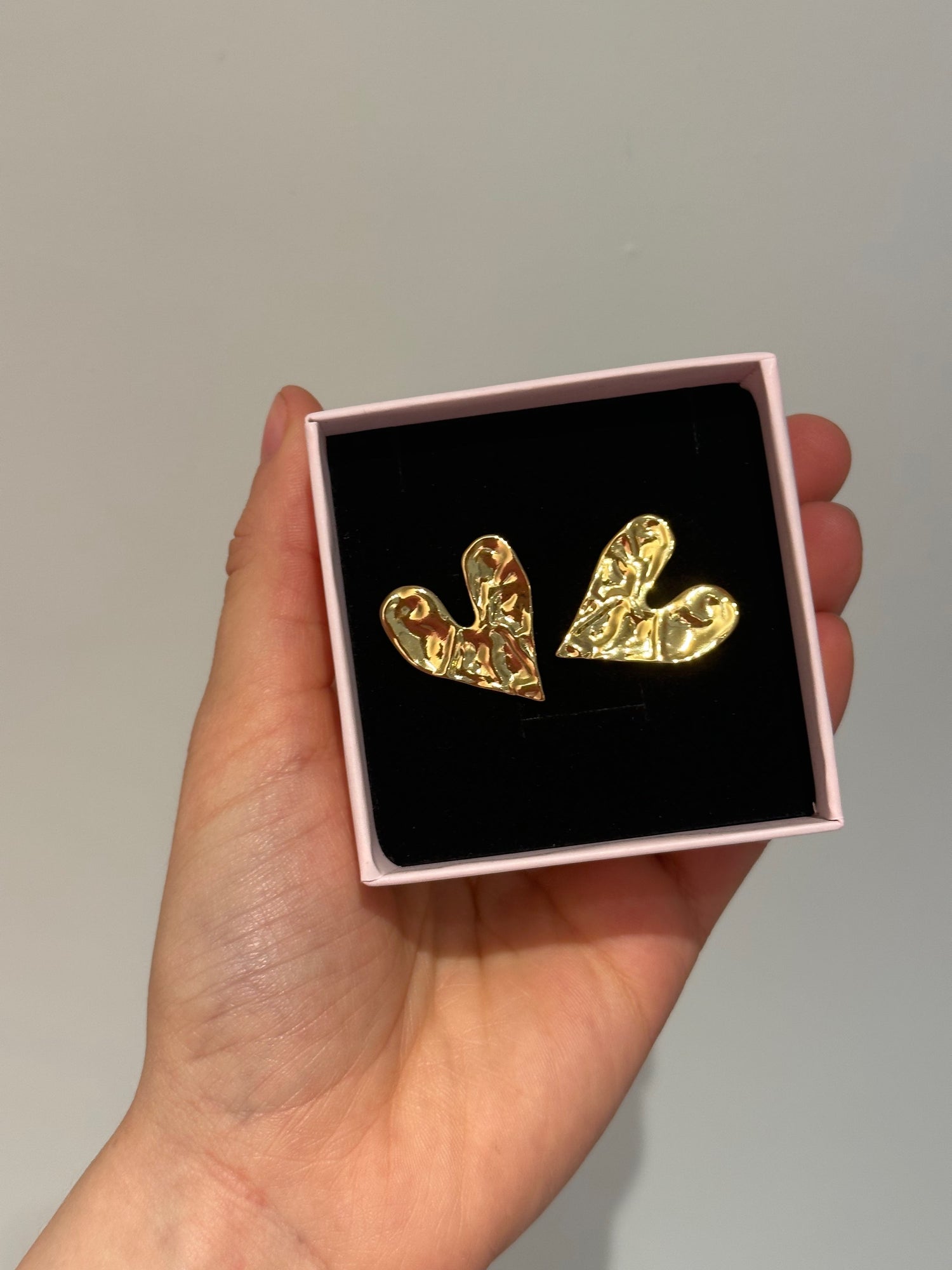Golden Rough Heart Earrings