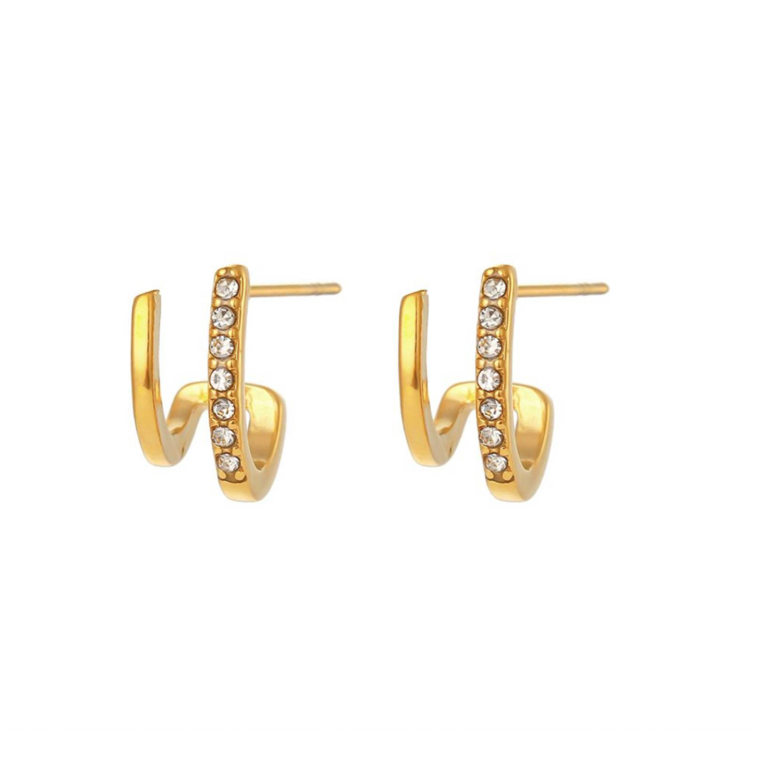 Double Golden Hoop Earring