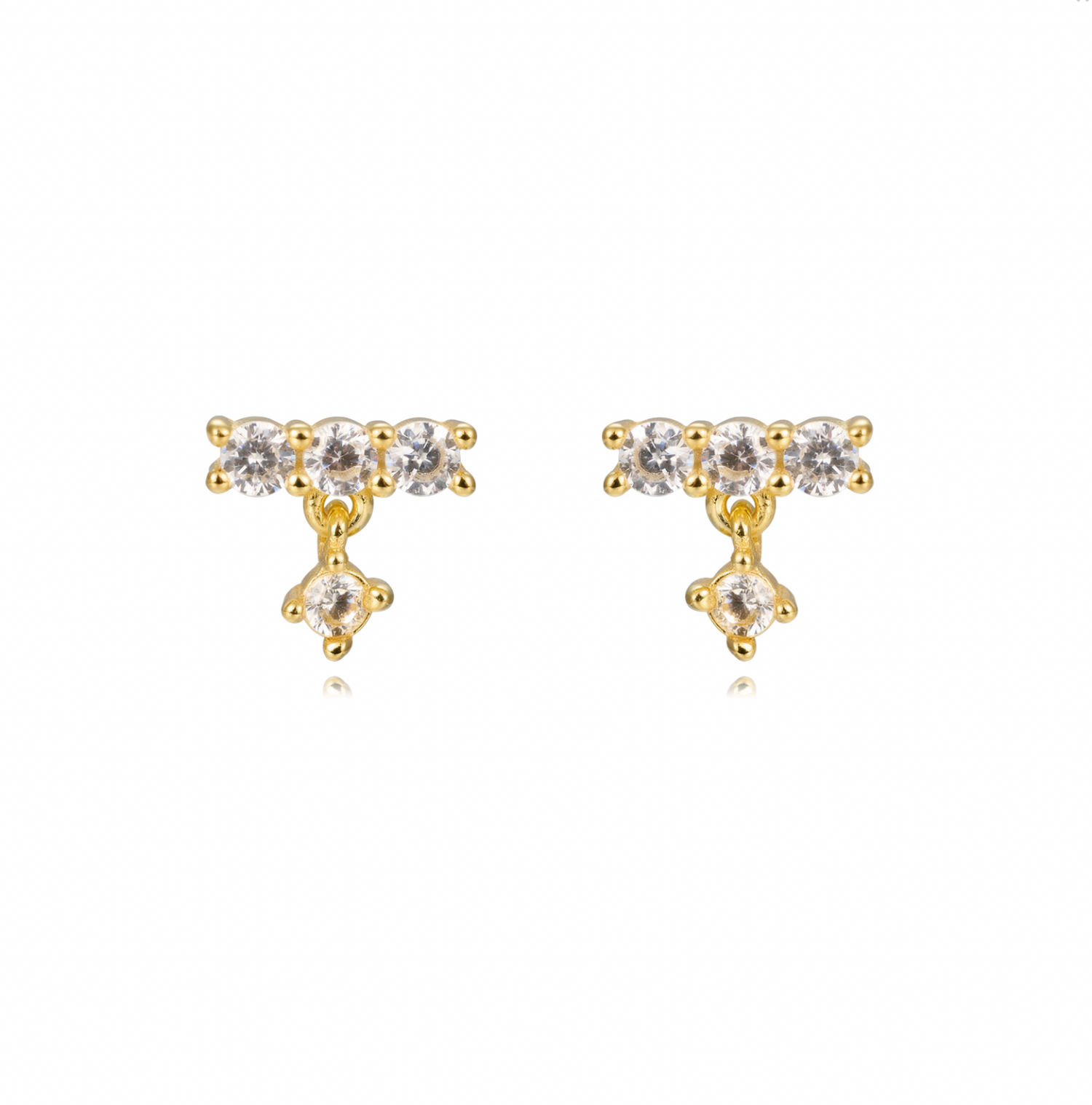 Tripple Diamond Earring-Goud/Zilver