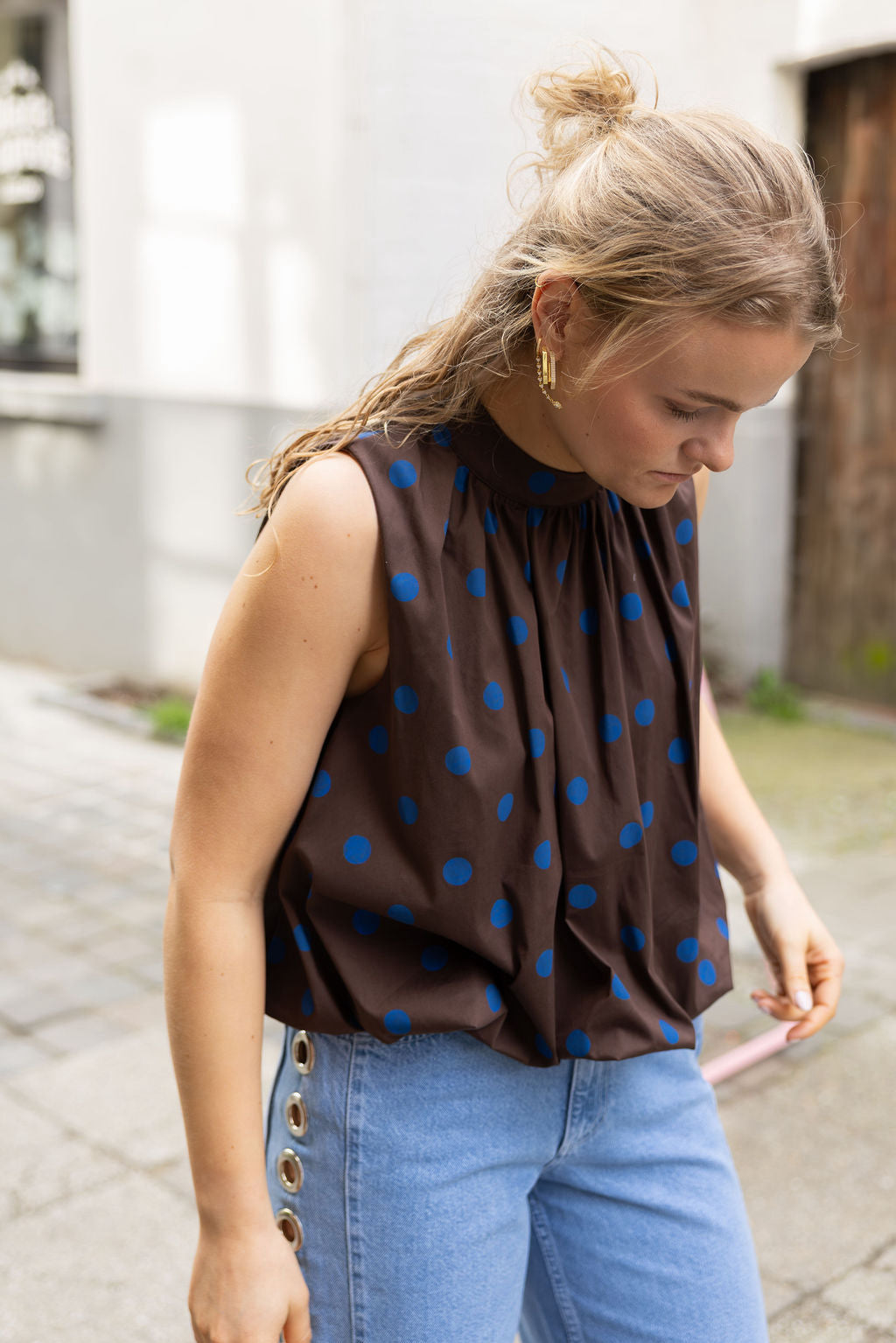 Bea Polkadot Blouse Brown