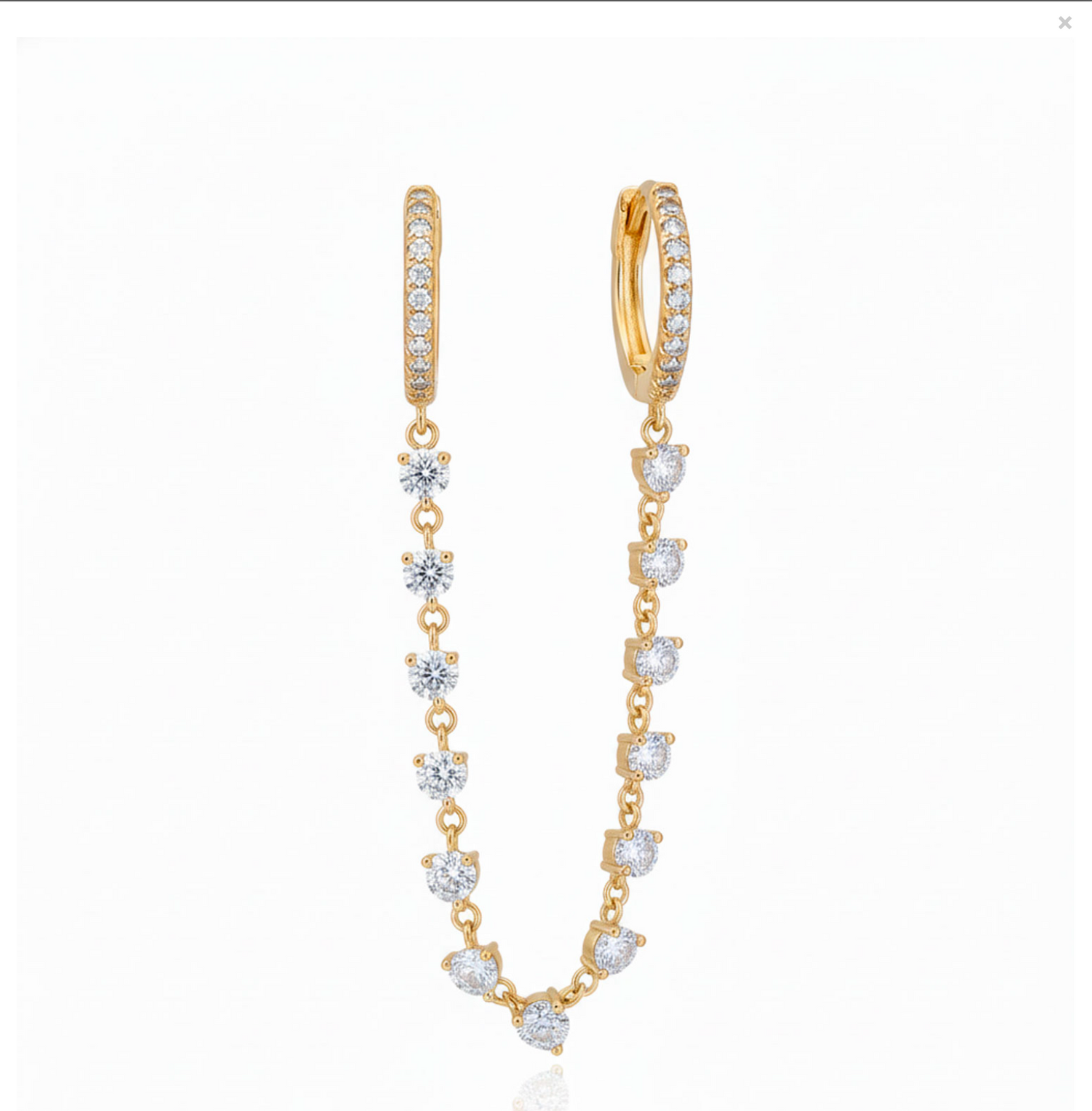 Double Diamond Drop Hoop Earring