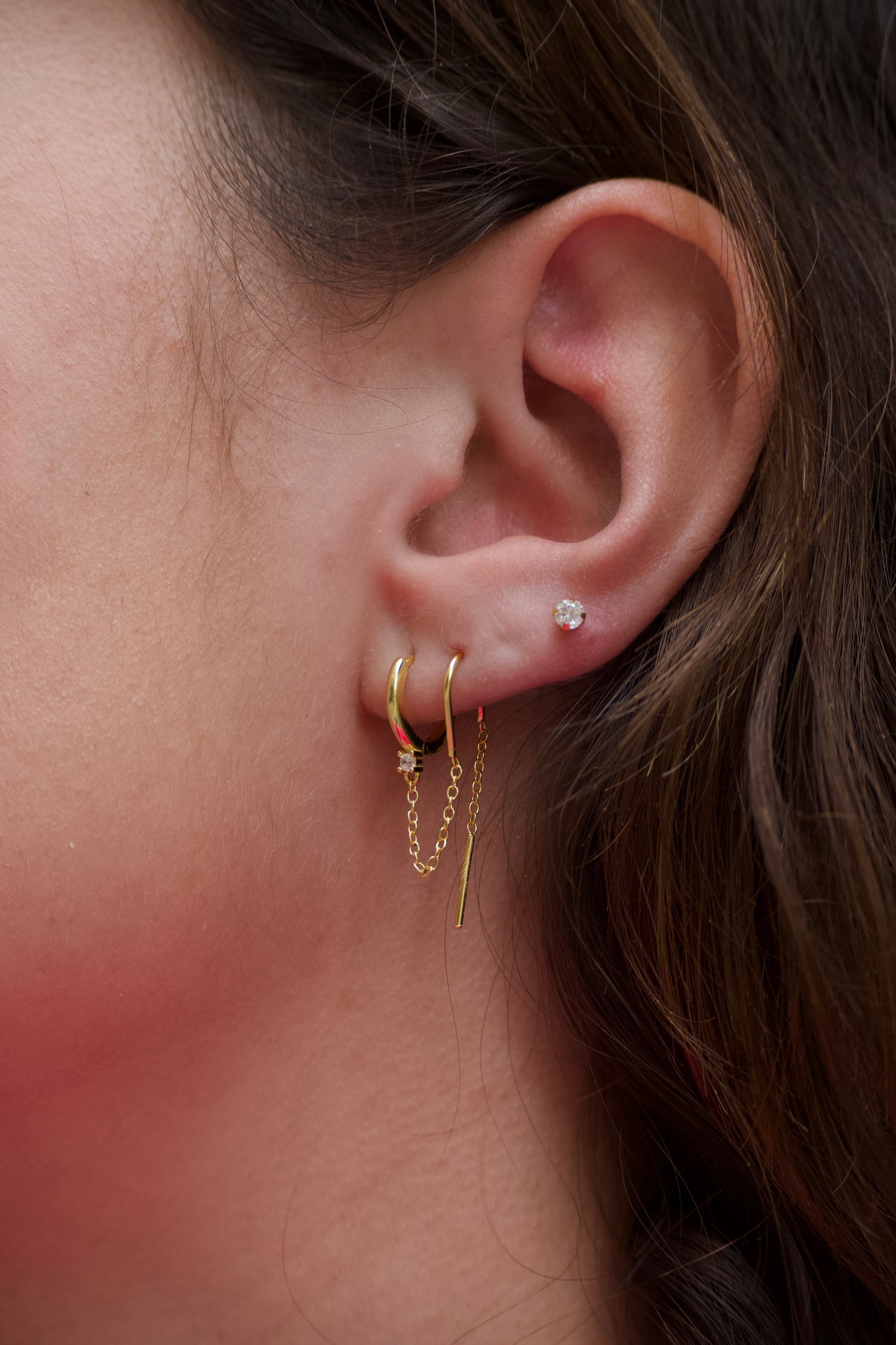 Elisa Diamond Point Chain Hoop Earring