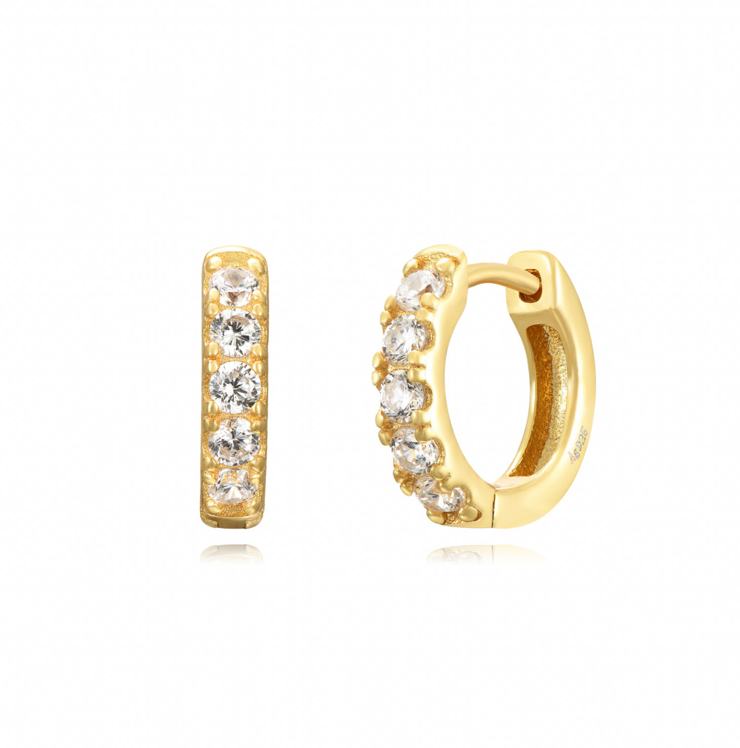Diamond Hoop Earring-Goud/Groen