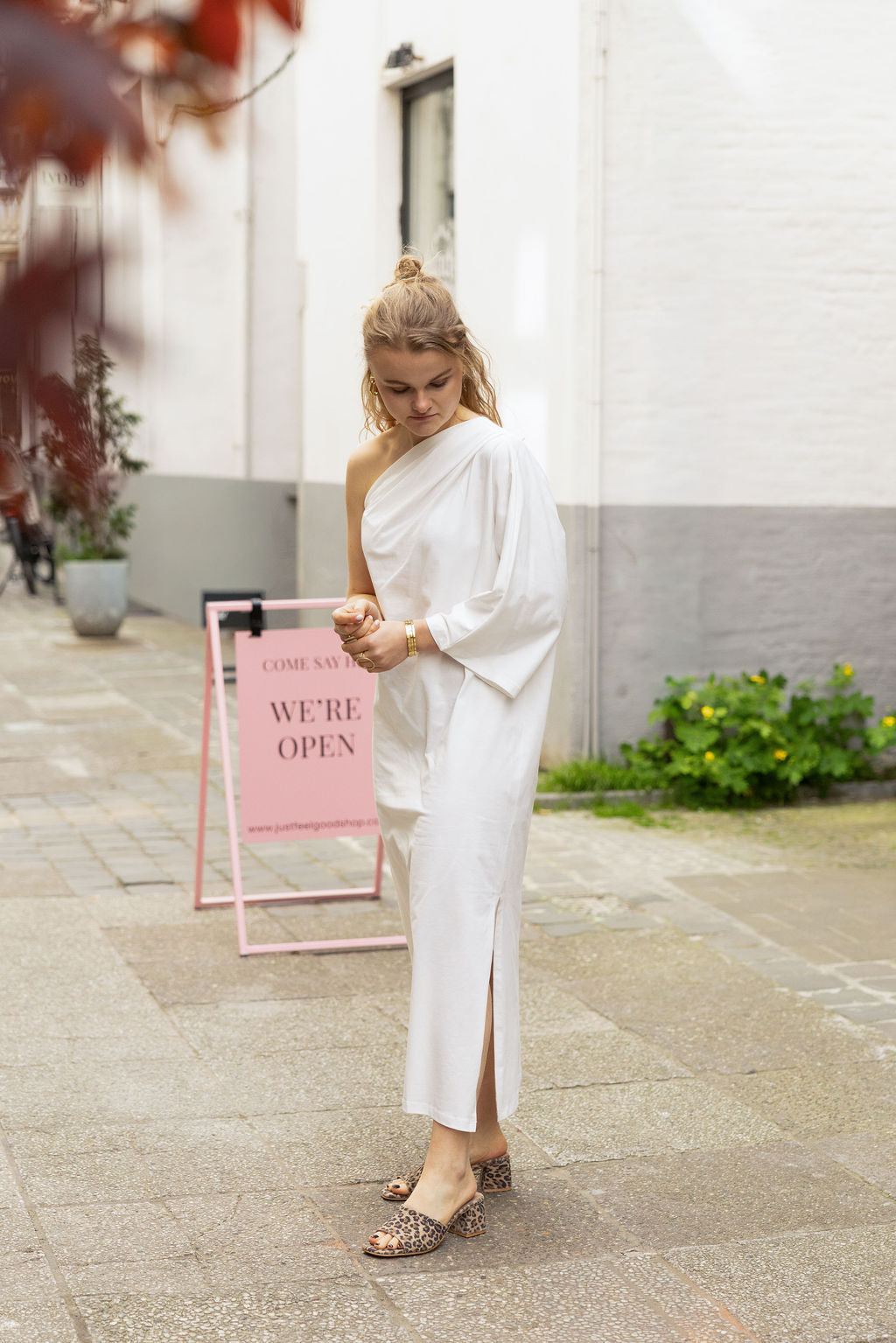 Lou One Shoulder Dress Ecru