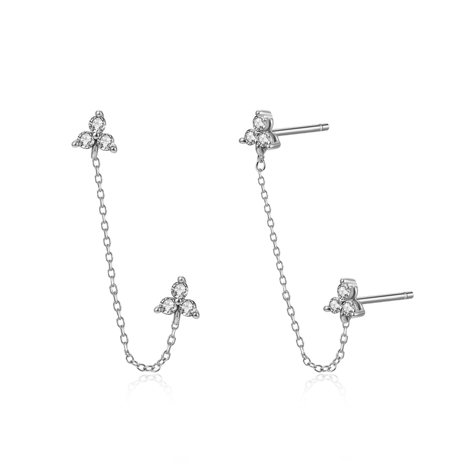 Diamond Chain Earring-Goud/Zilver
