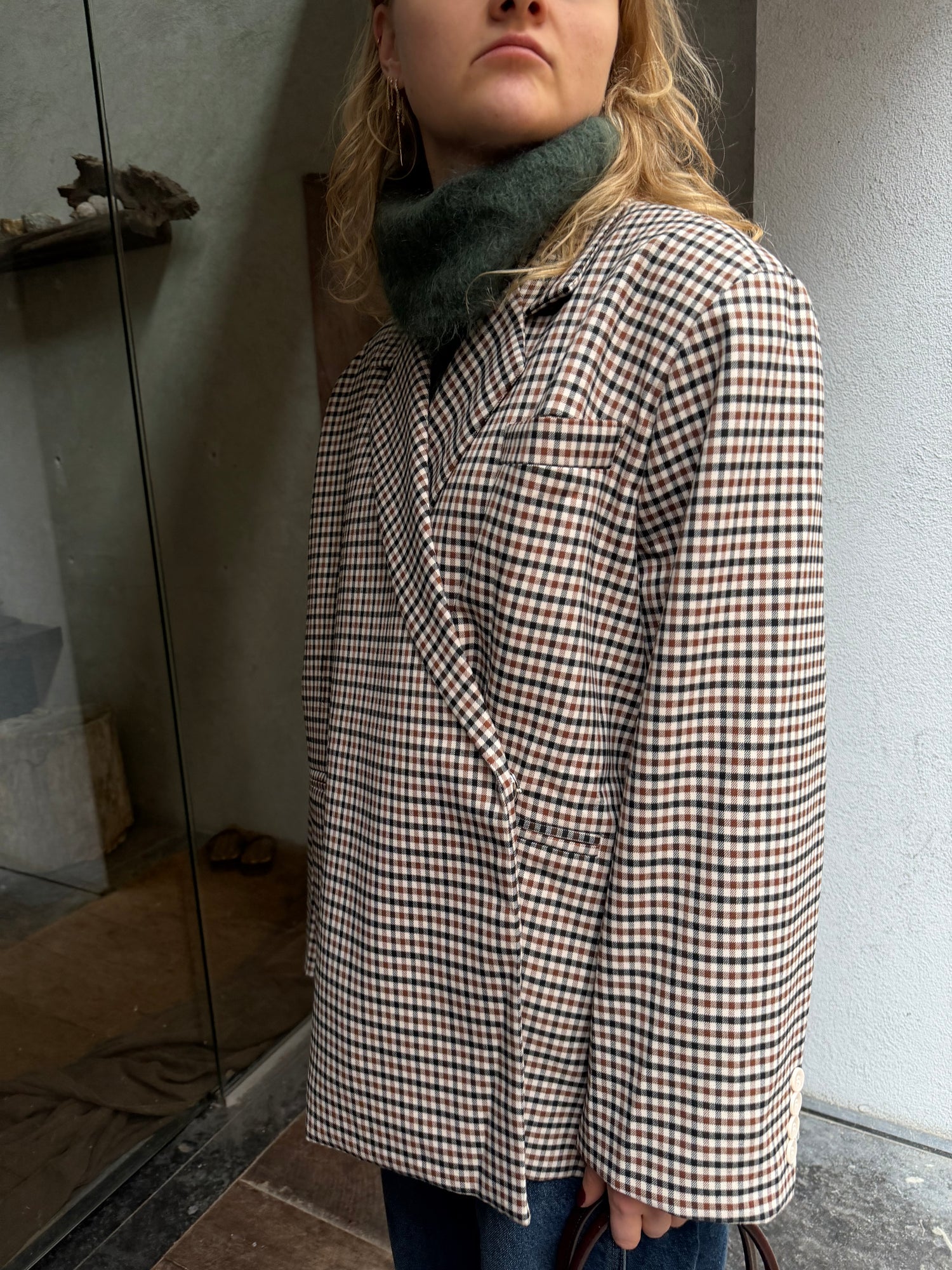 Julie Oversized Chequered Blazer Bruin