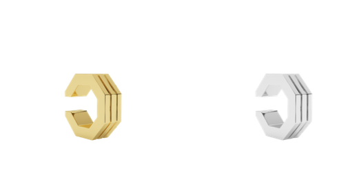 BA Edge Small Stripe Earcuff-Goud/Zilver