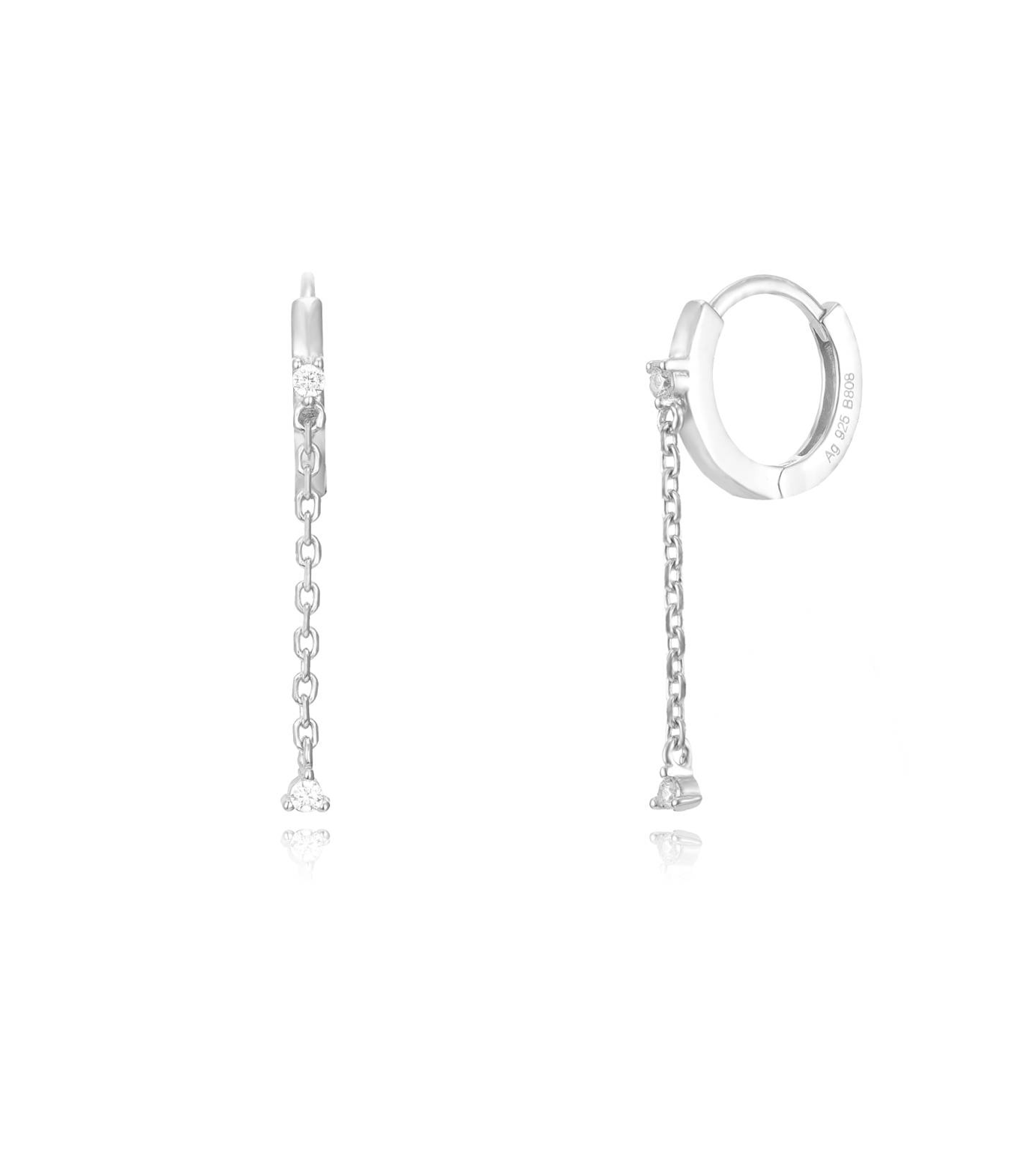 Diamond Point Chain Earring-Gold/Silver