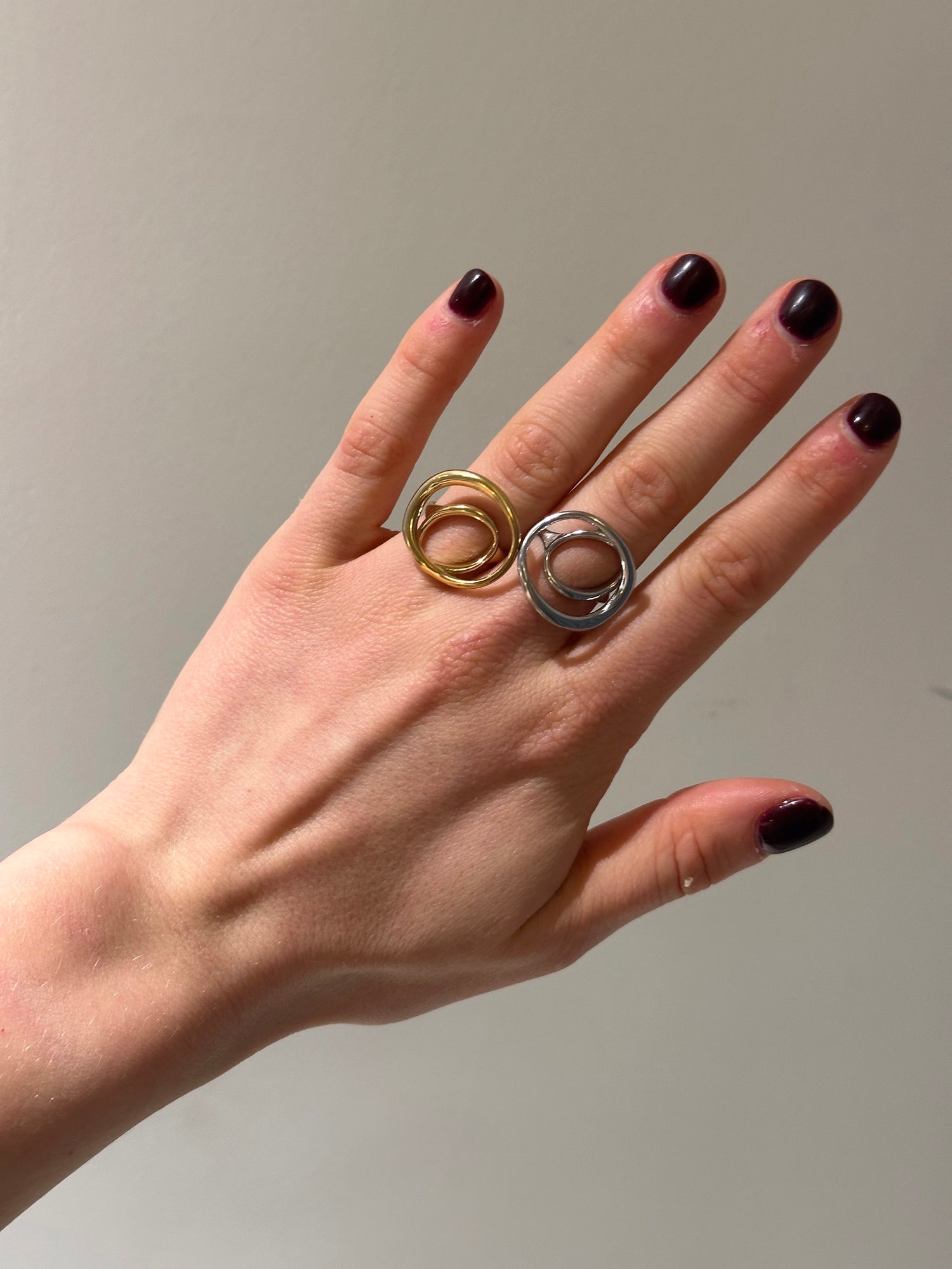 Hade Double Circle Ring-Goud/Zilver