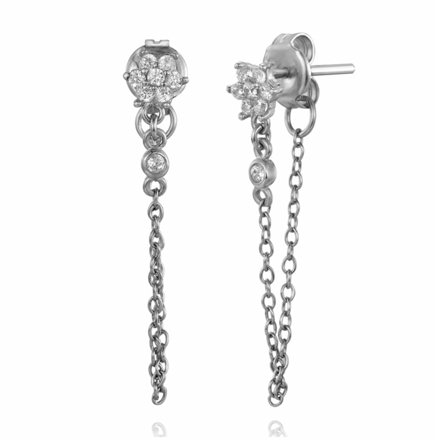 Ilya Flower Chain Earring Earring-Goud/Zilver