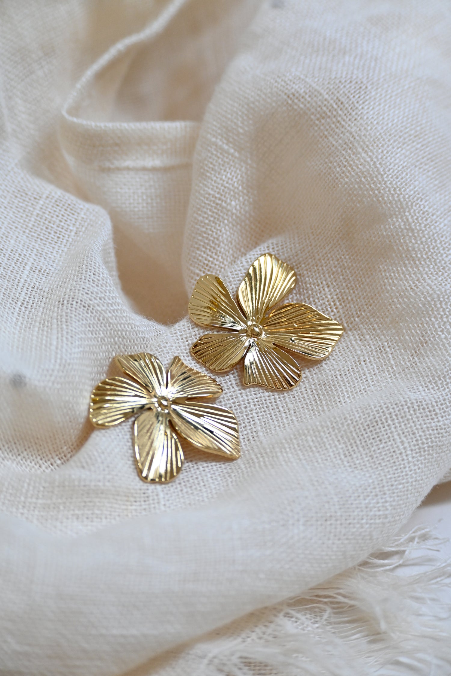 Big Flower Earrings-Goud/Zilver