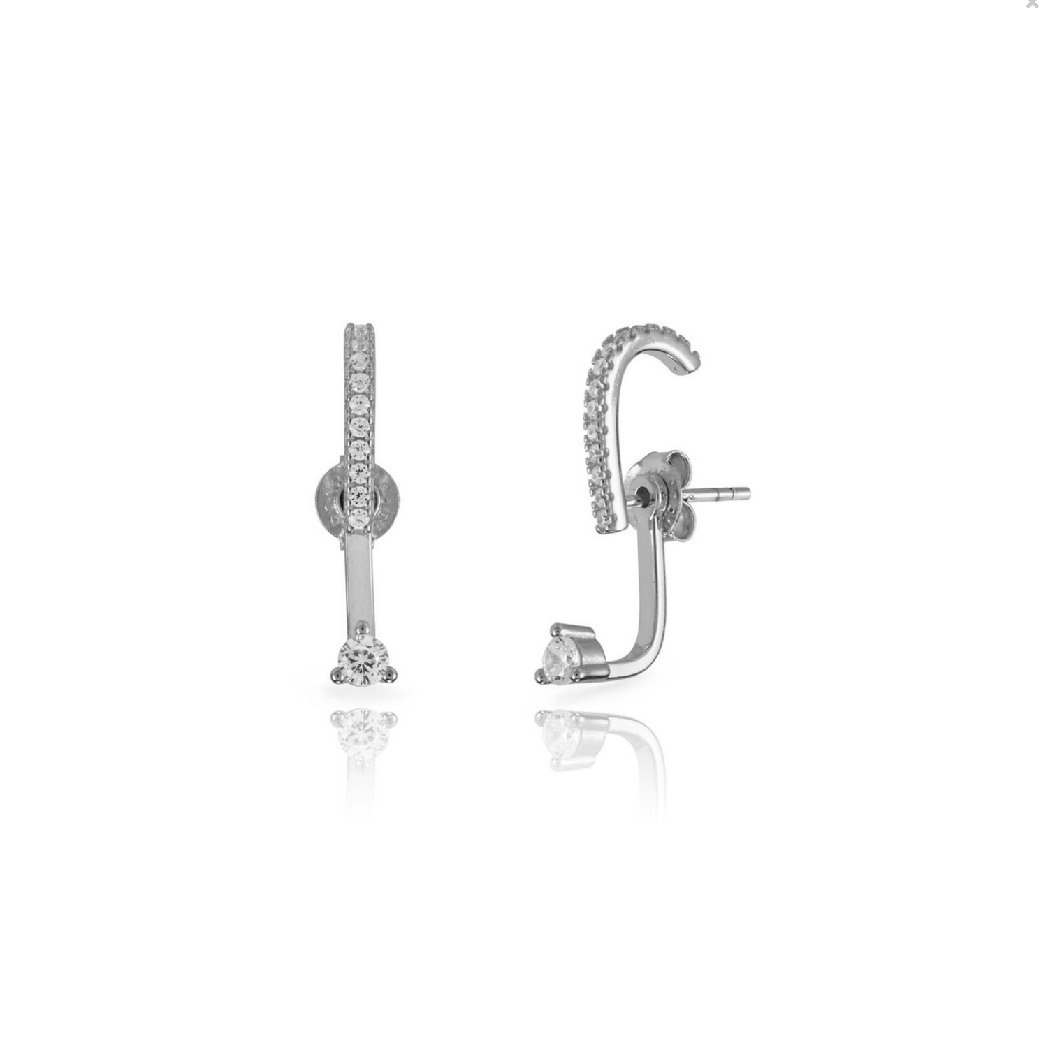 Elena Diamond Point Bar Earring-Goud/Zilver