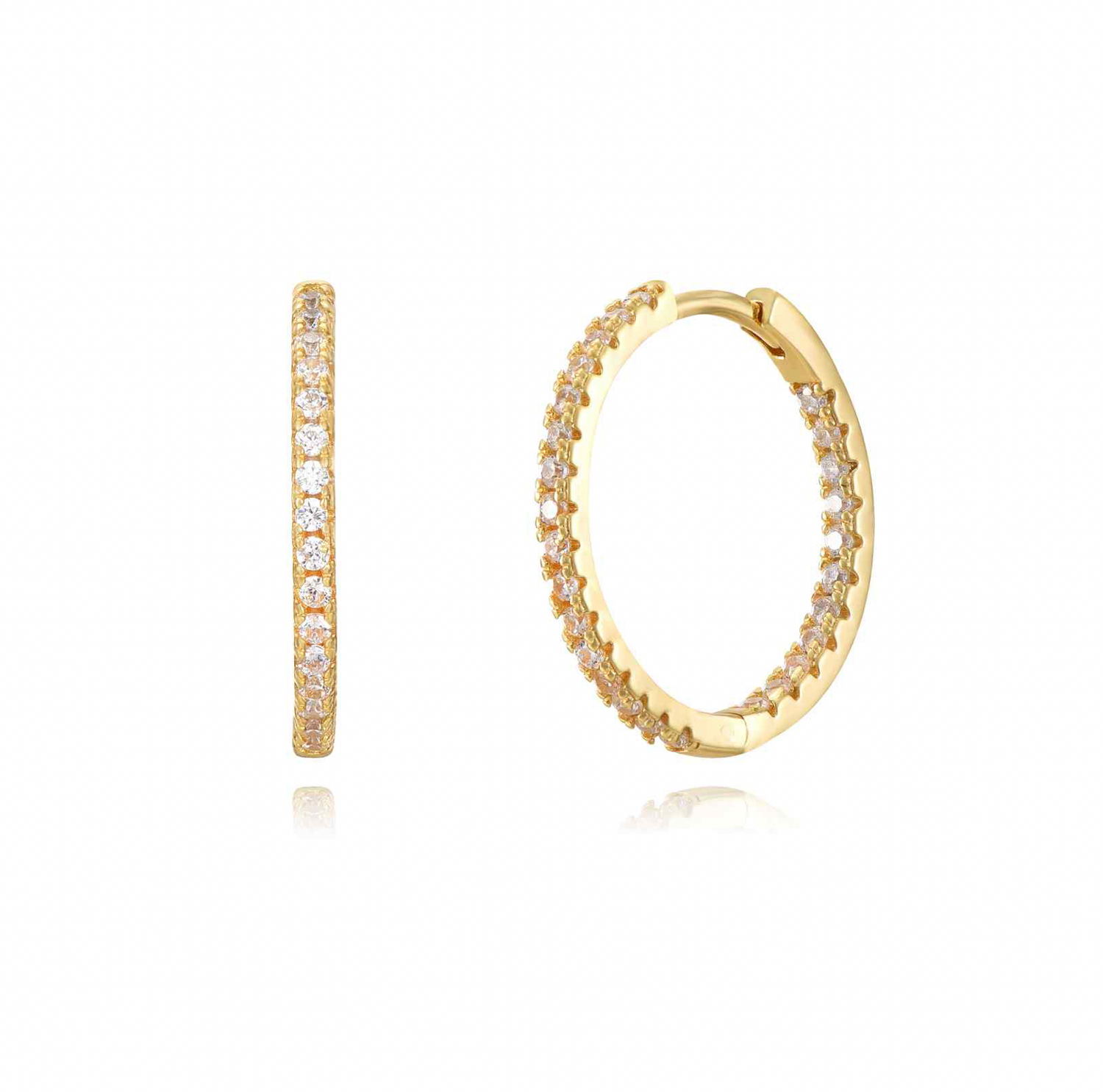 Diamond Hoop Earring 22MM-Goud/Zilver