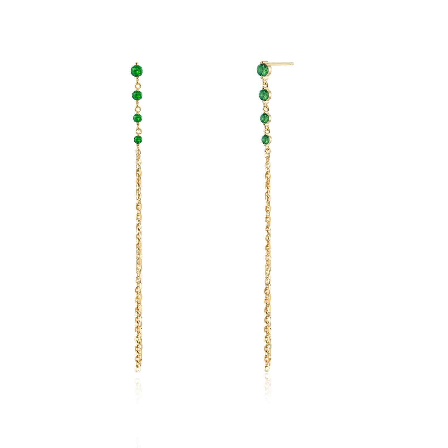 Ruby Chain Earring-Goud/Groen/Zilver/Roze
