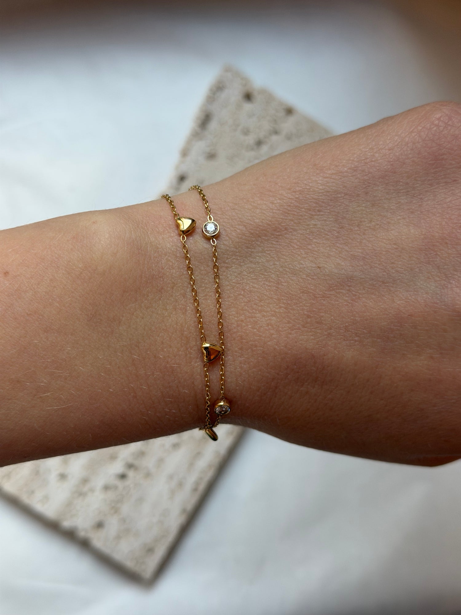 Double Diamond Heart Bracelet