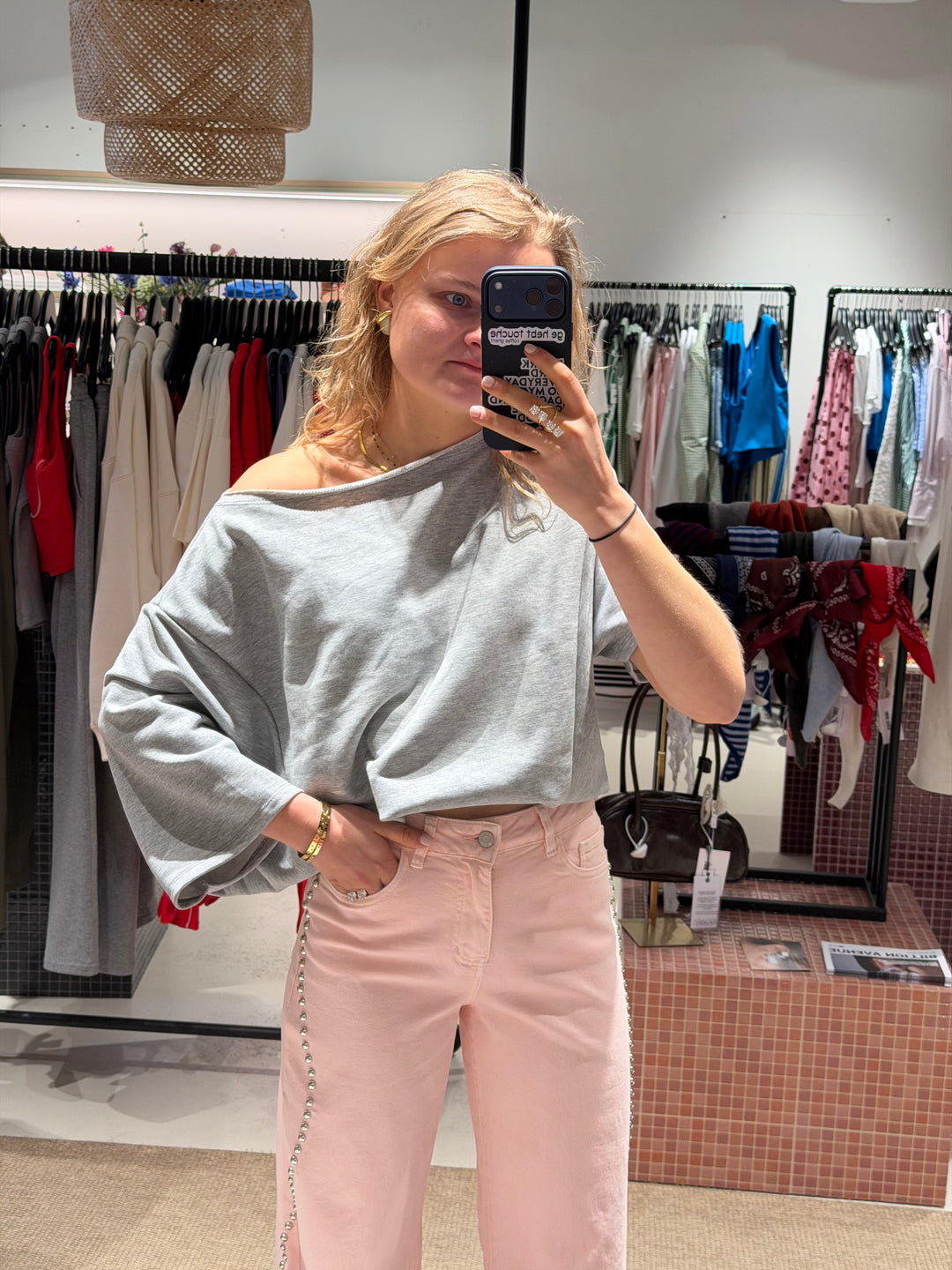 Zoey One Shoulder Top Grey
