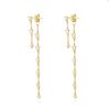 Double Diamond Drop Chain Earring-Goud/Green