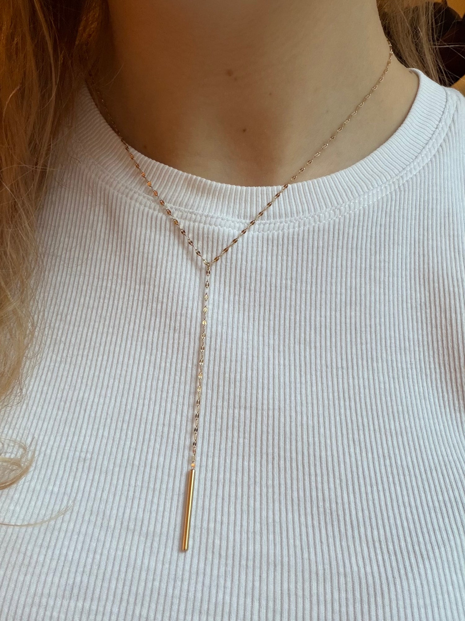 Falling Golden Bar Y-Necklace