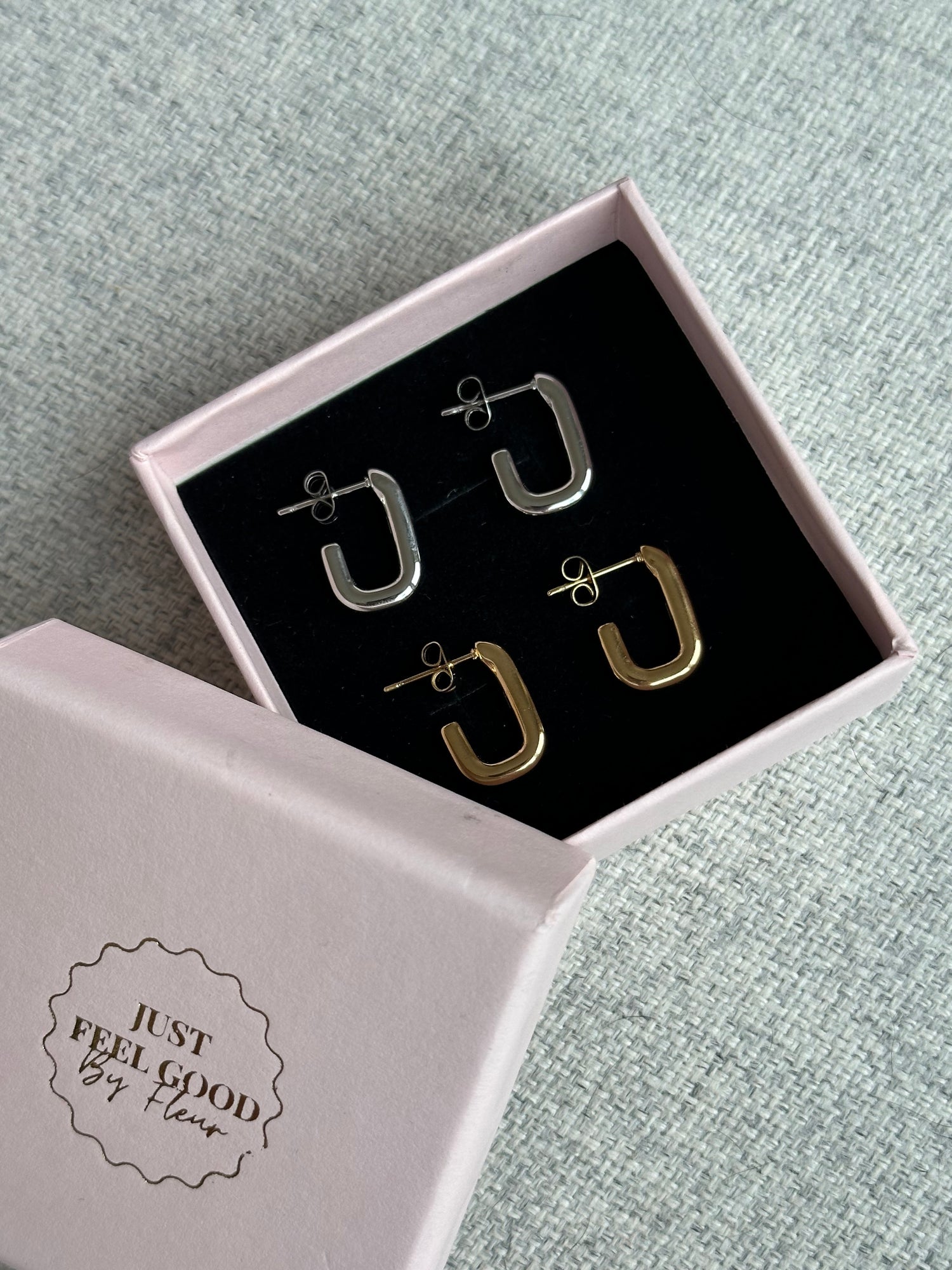 Mae Rectangle Earrings-Goud/Zilver