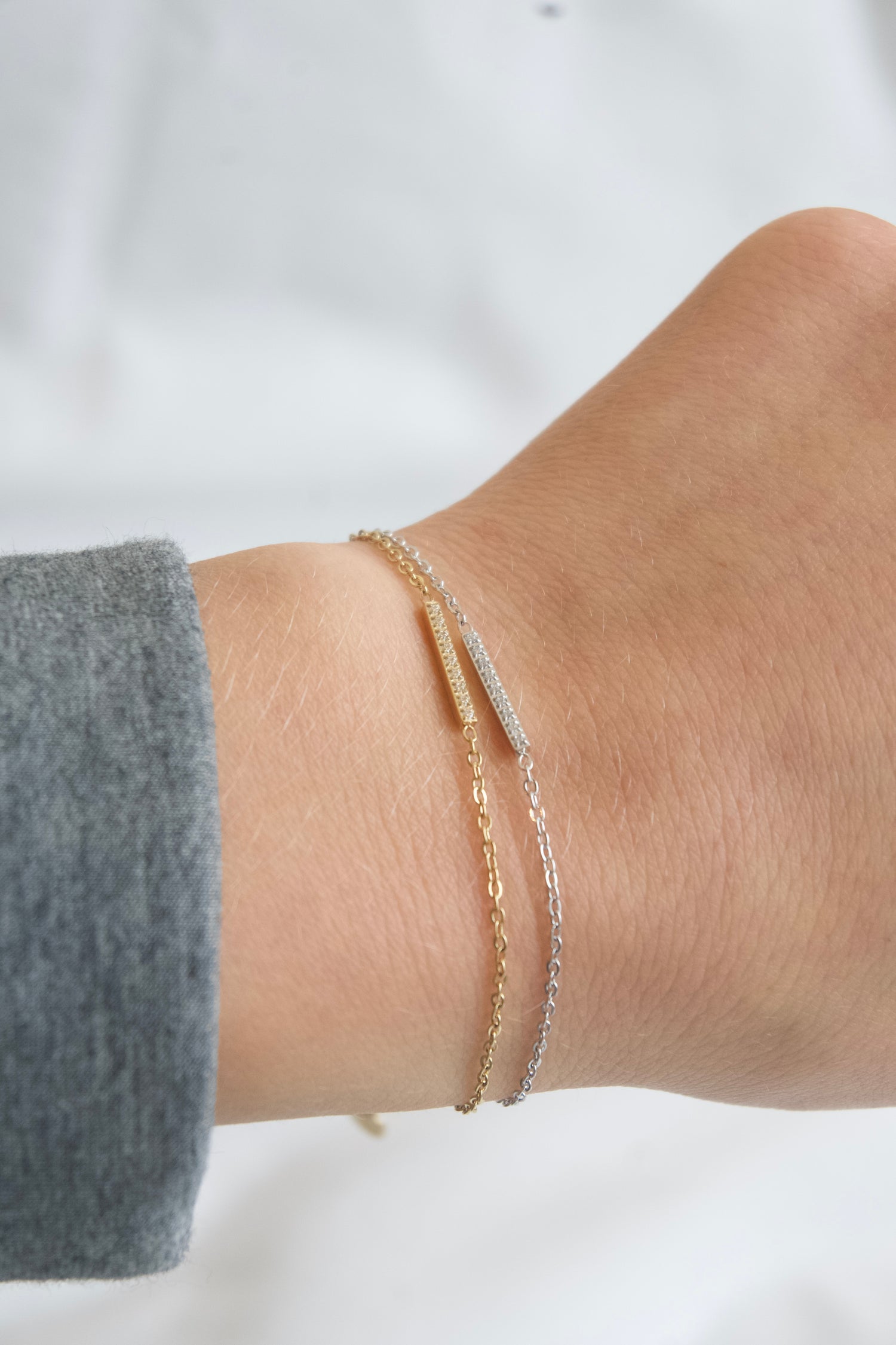 Diamond Bar Bracelet-Goud/Zilver