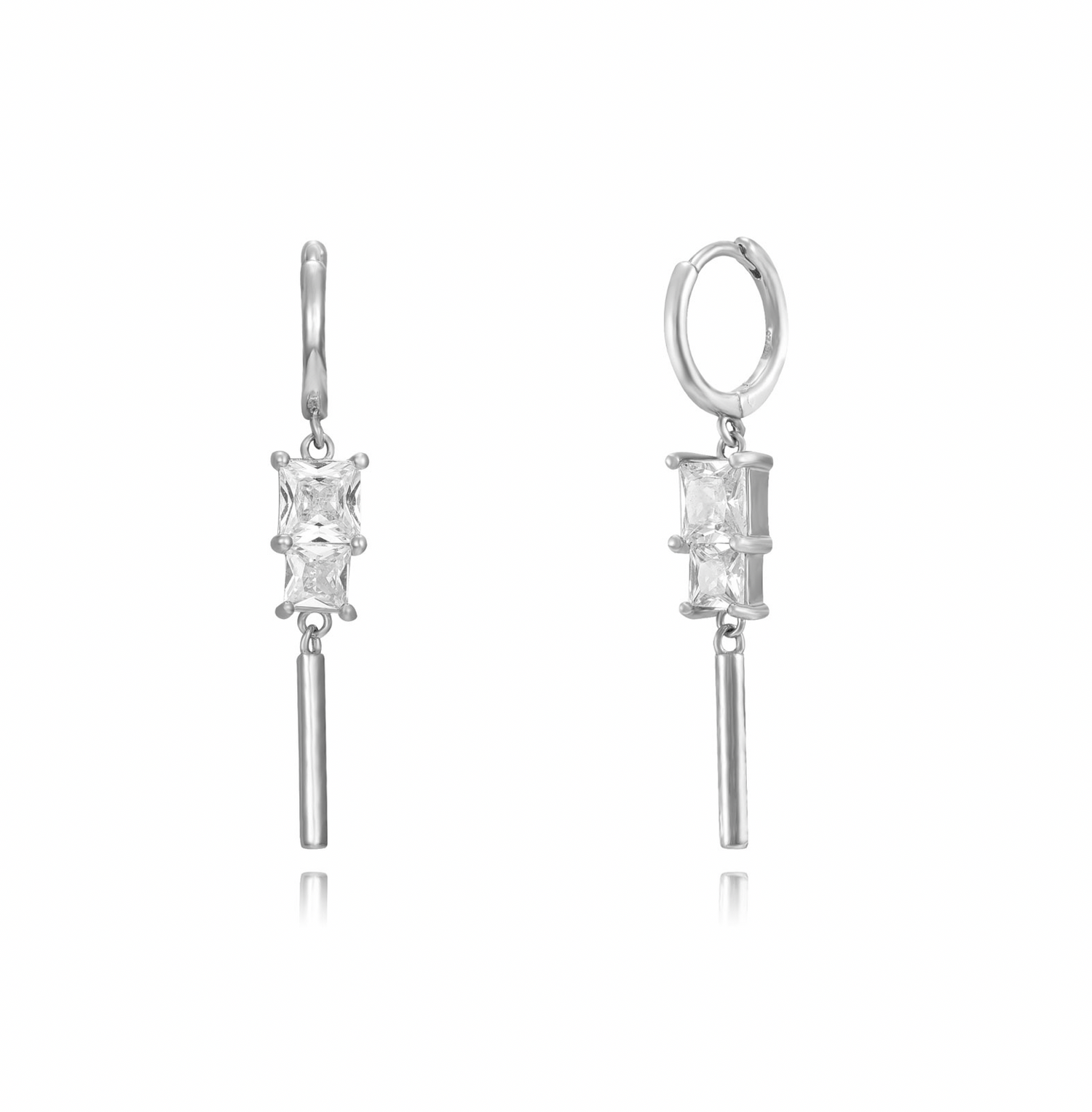 Double Diamond Stick Earring-Goud/Zilver