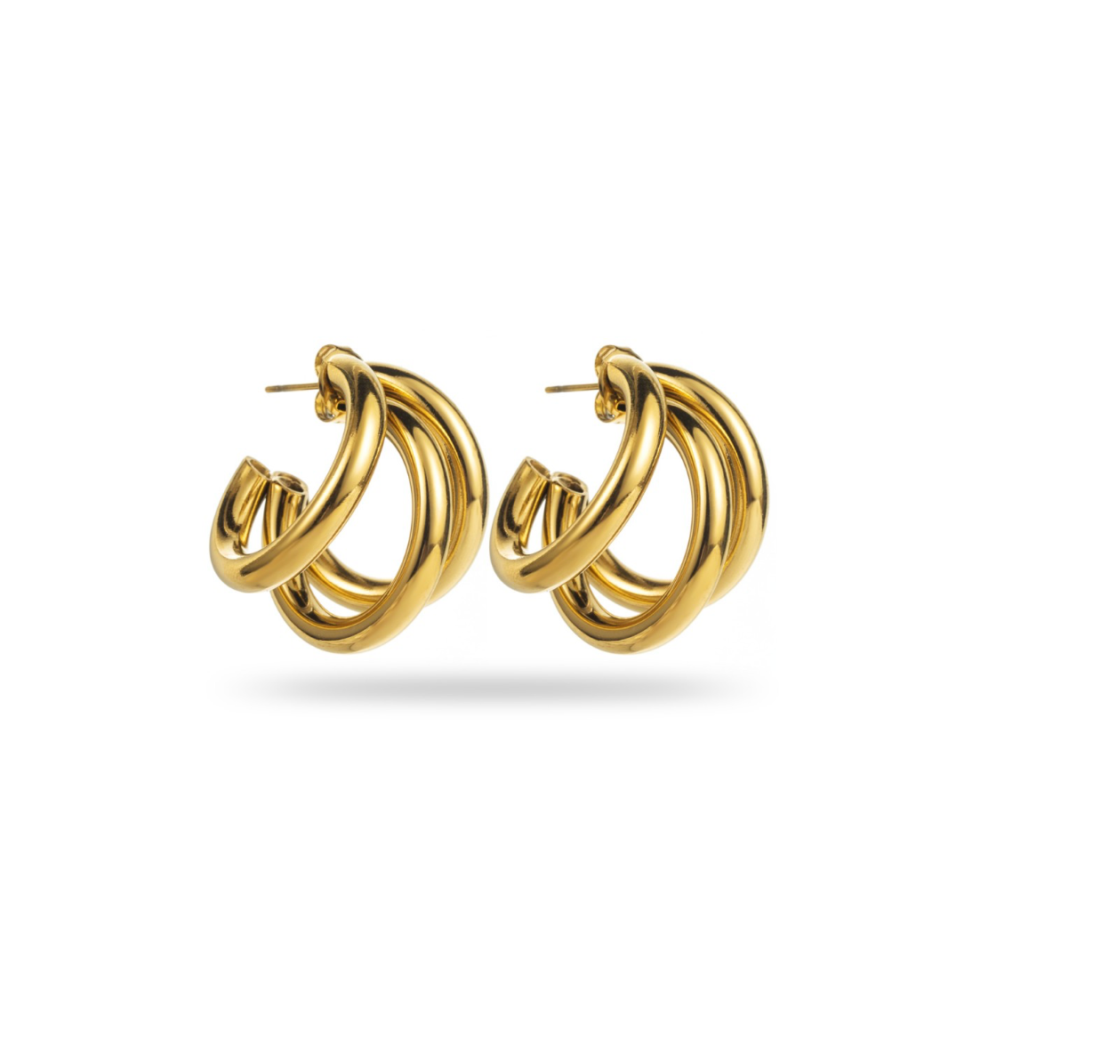 Tripple Circle Earrings-Goud/Zilver