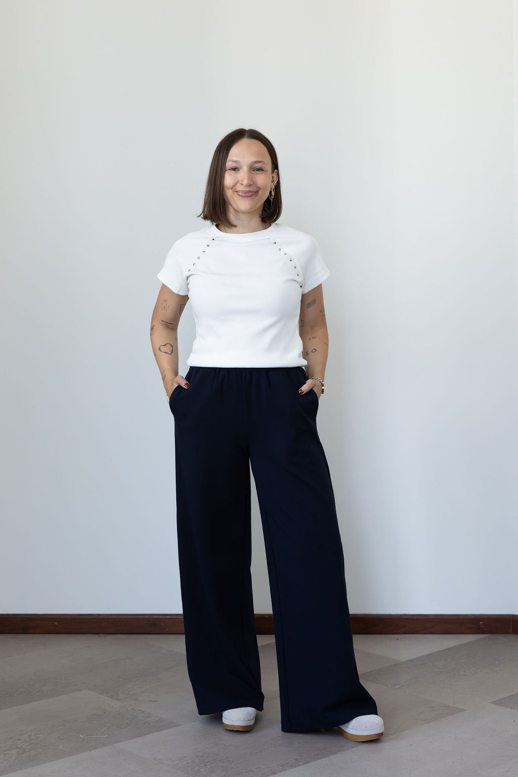 Zita Stud Top White