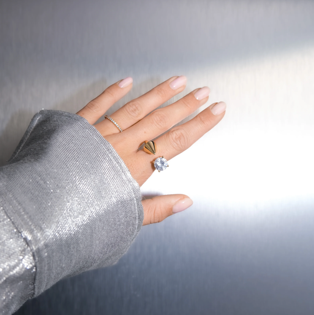 Spike Diamond Ring-Goud/Zilver