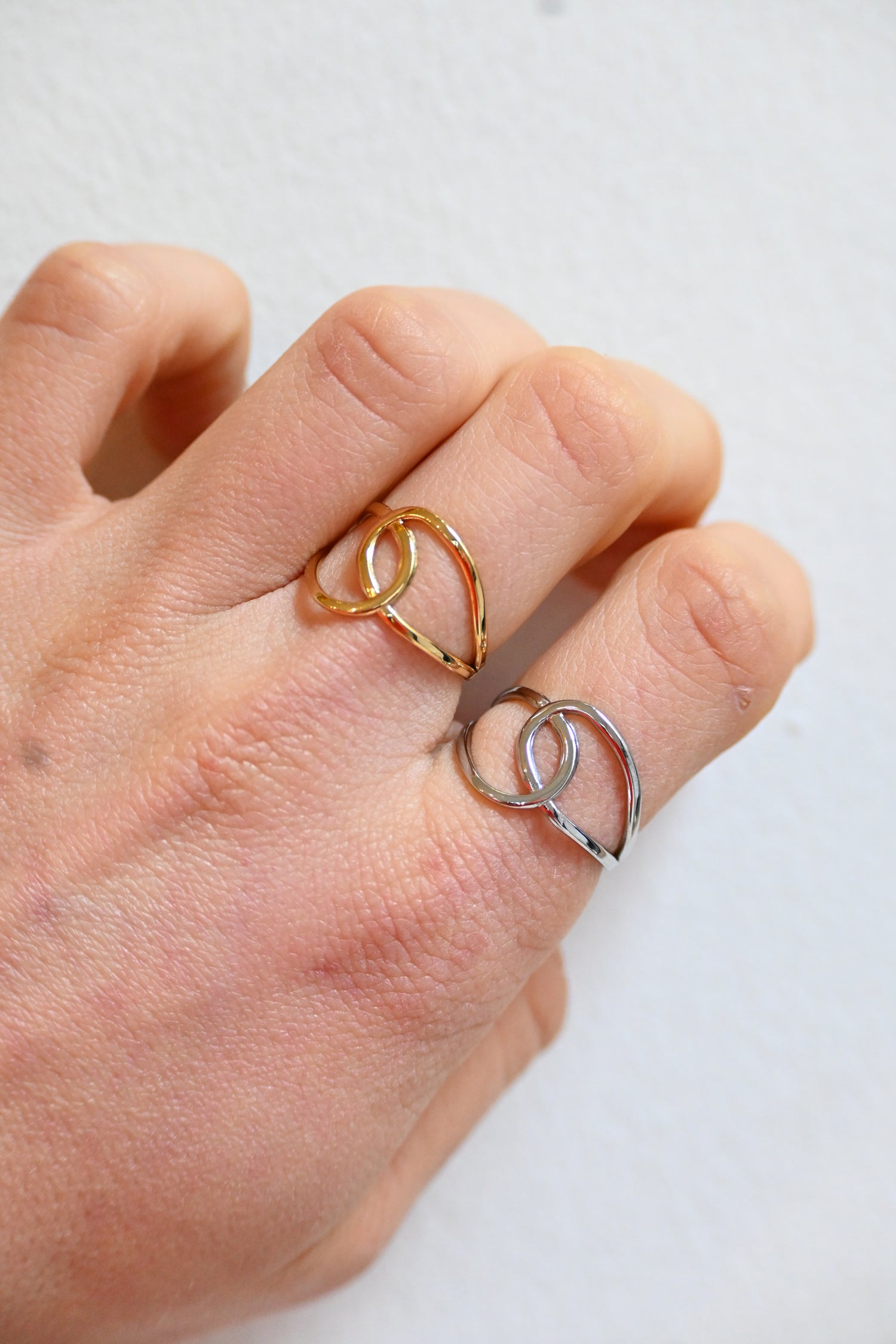 Small Double Circle Ring-Goud/zilver