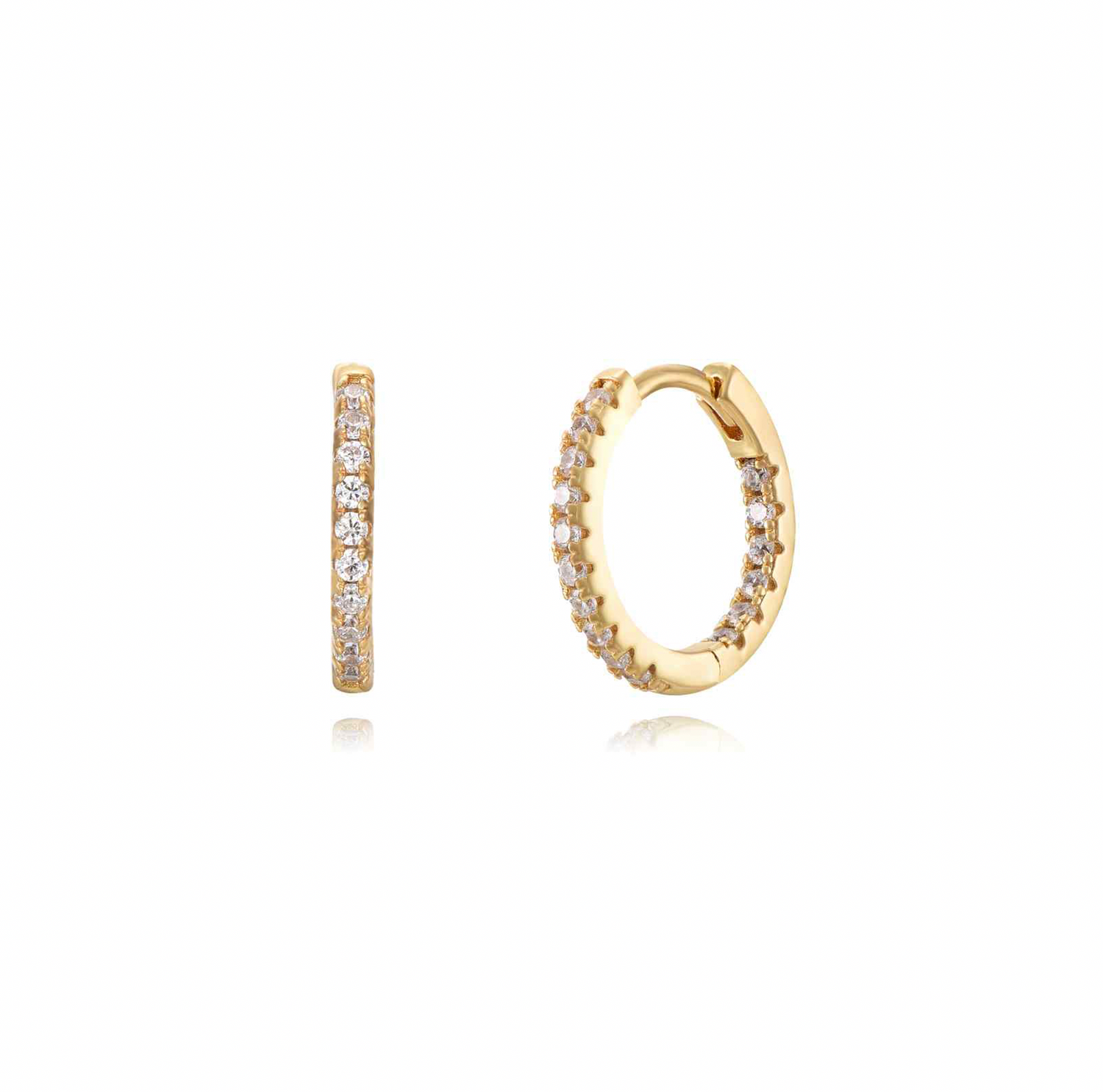 Diamond Hoop Earring 16MM-Goud/Zilver