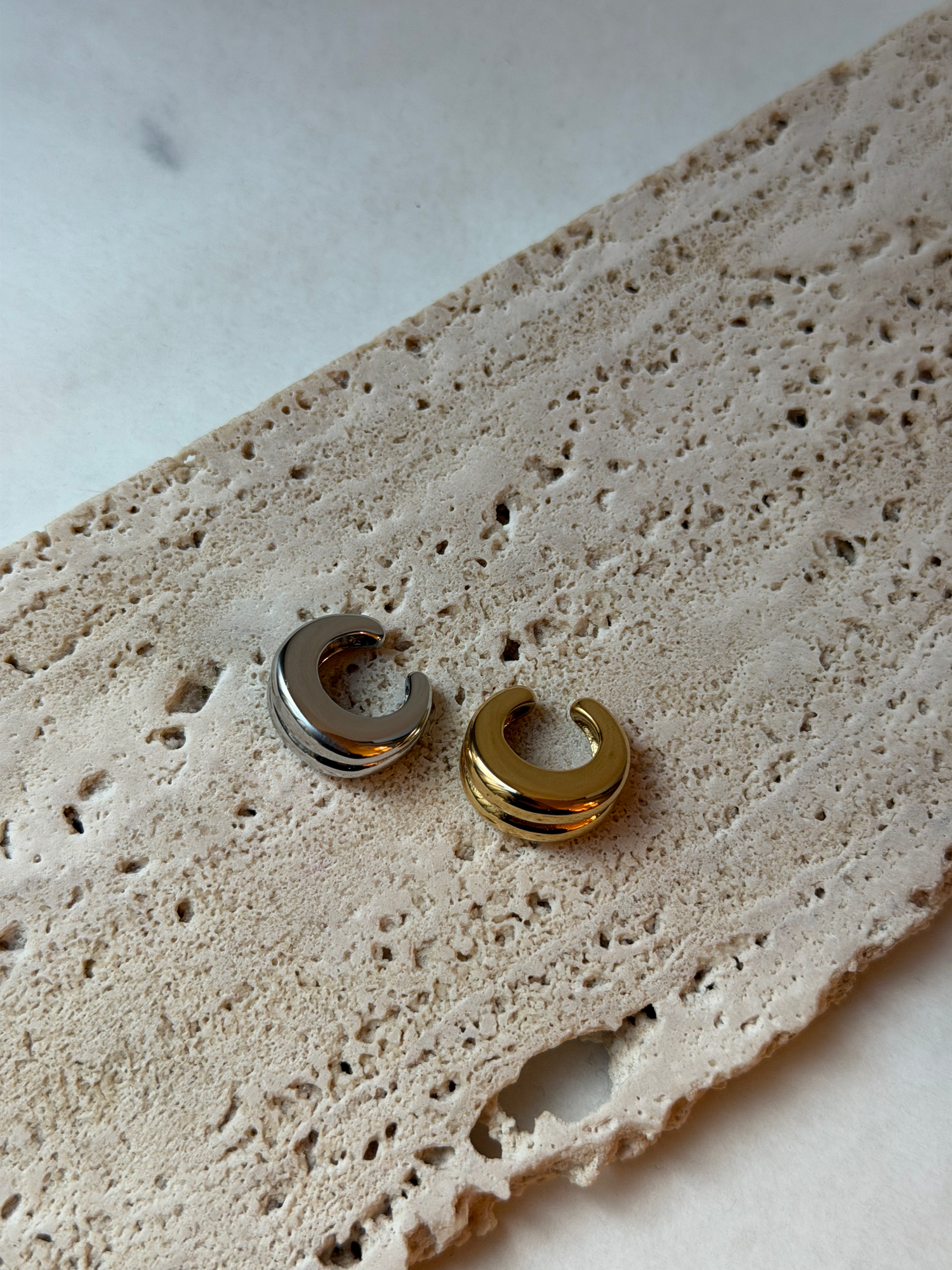 Clasic Dubble Bold Ear Cuff-Goud/Zilver