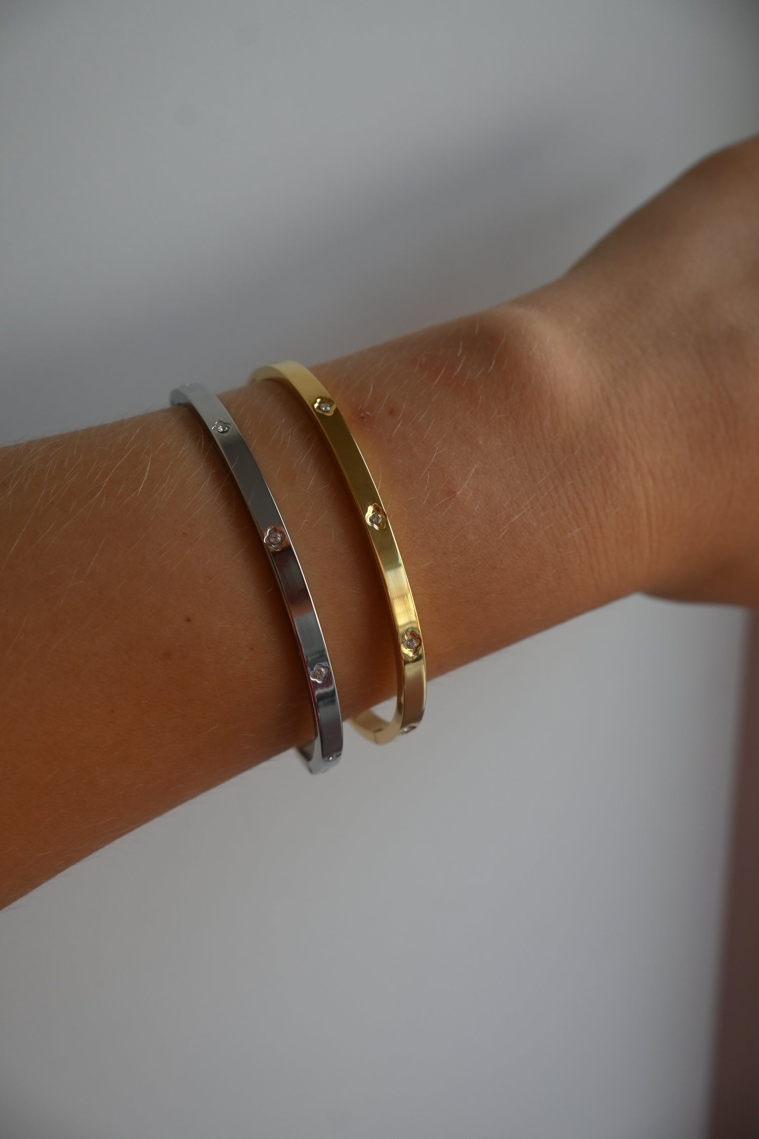 Five Little Diamond Clover Bracelet-Goud/Zilver