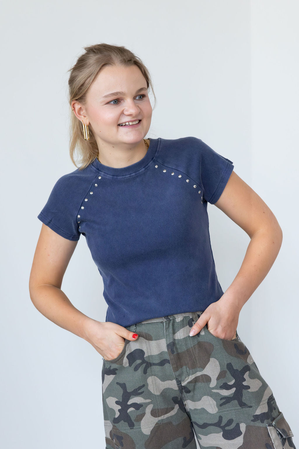 Zita Stud Top Blue