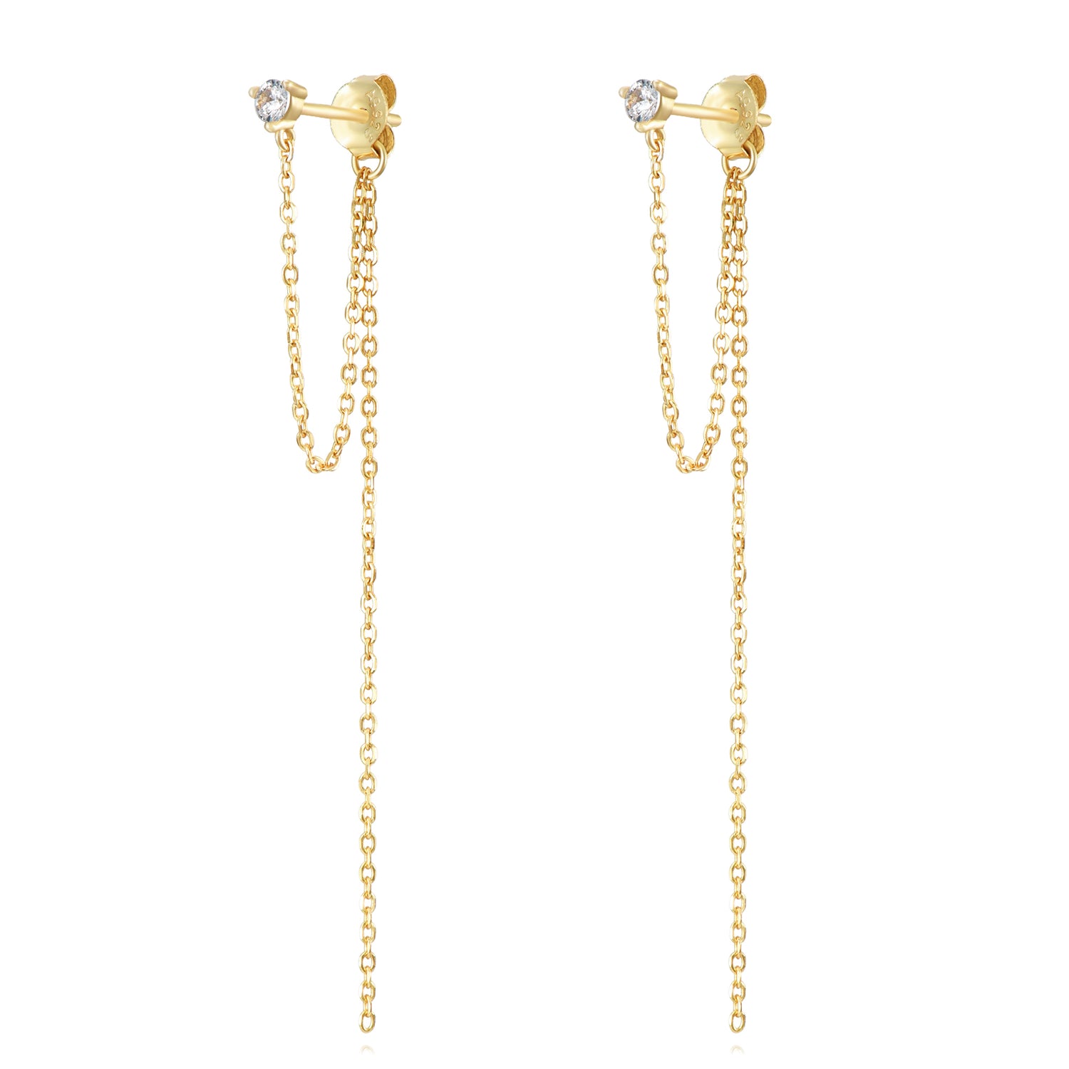 India Diamond Chain Earring-Goud/Groen/Zilver