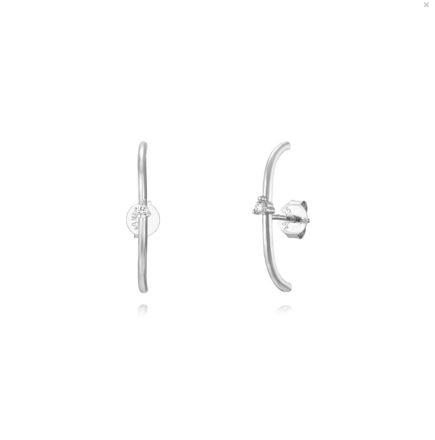 Diamond Stone Bar Earring-Goud/Zilver