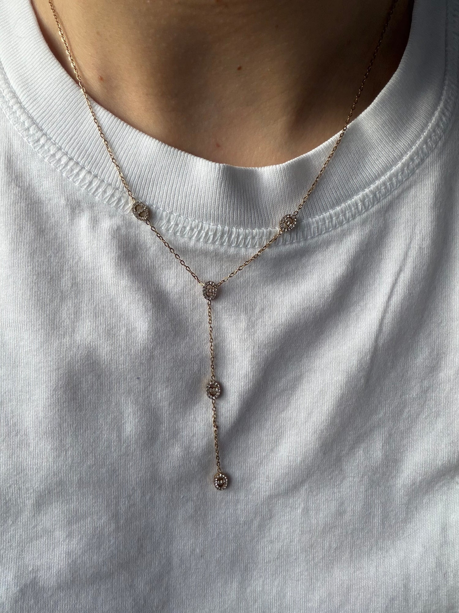 Diamond Janne Y-Necklace-Goud/Zilver