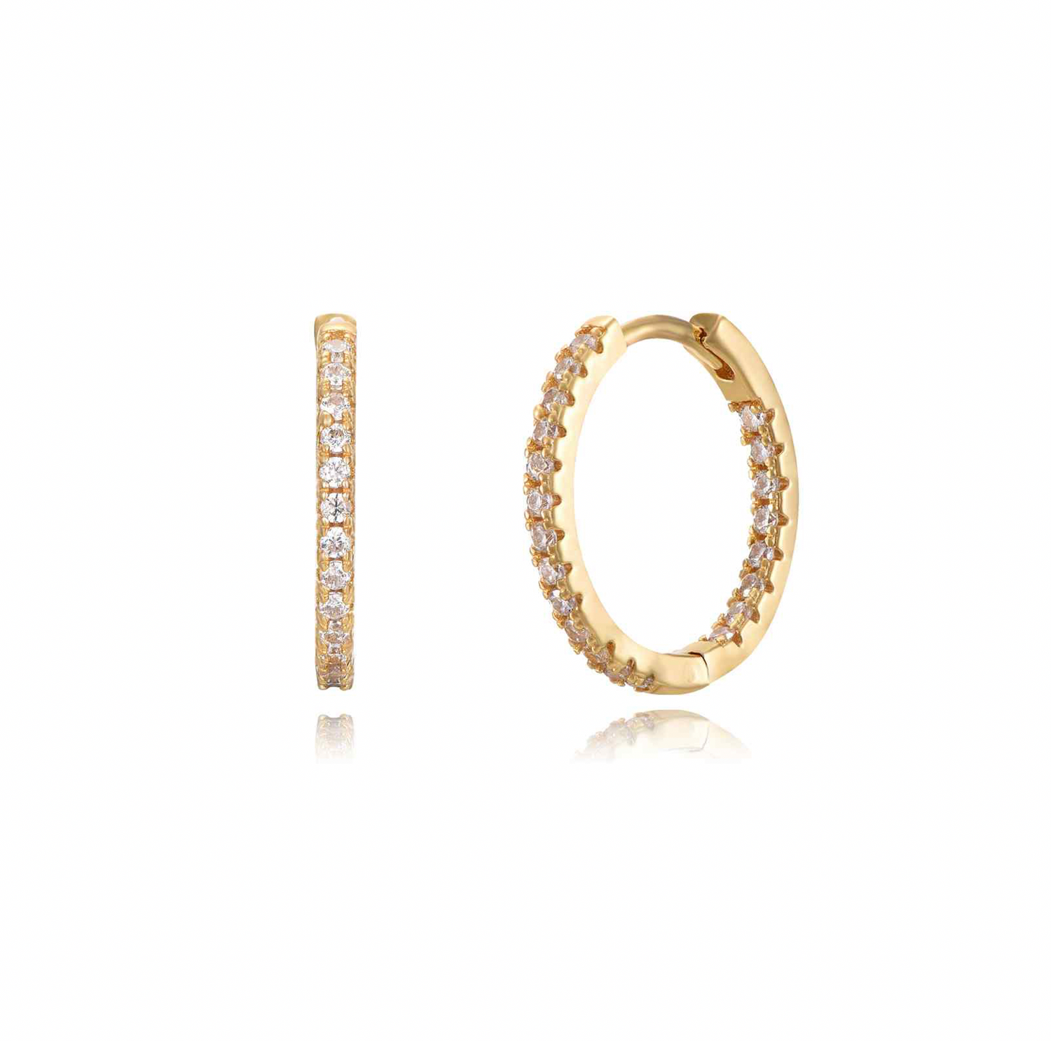 Diamond Hoop Earring 19MM-Goud/Zilver
