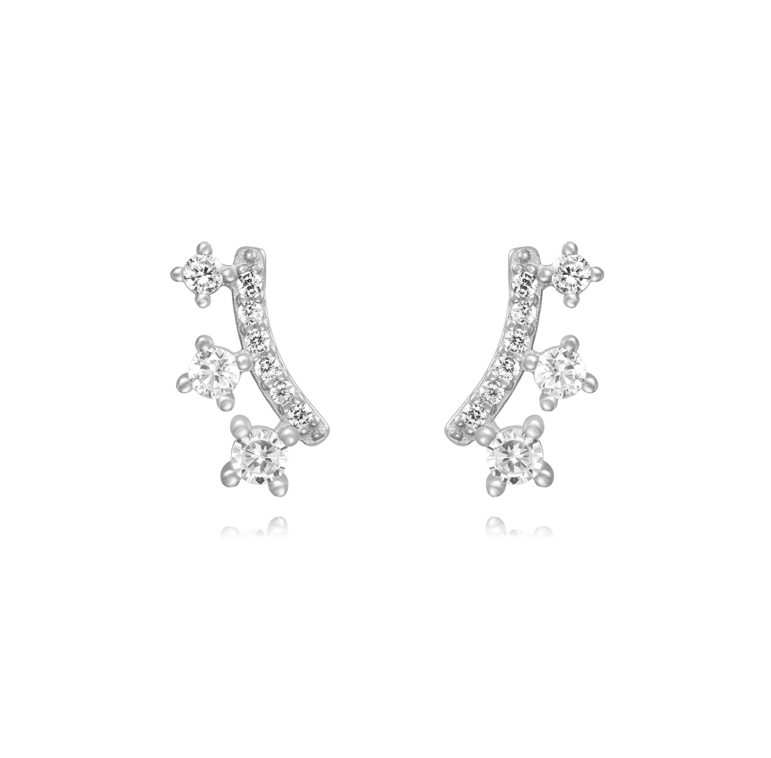 Tripple Diamond Stud Earring-Goud/Zilver