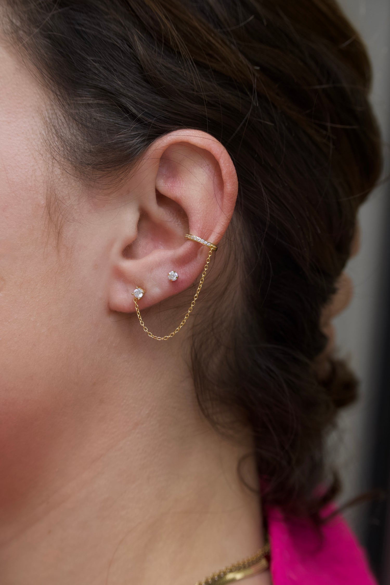 Diamond Point Chain Earcuff Earring