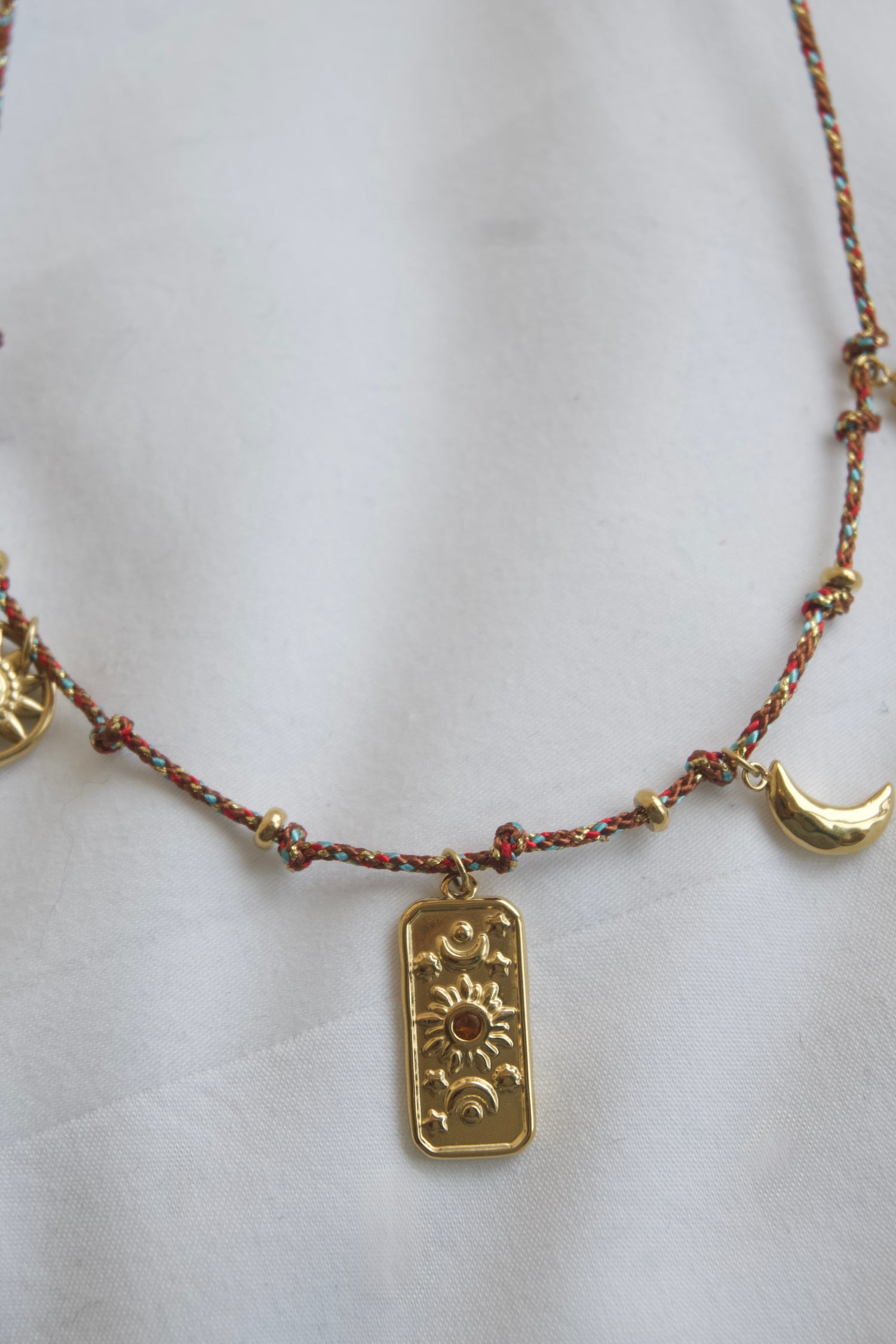 Astro Cord Card Necklace-Brown