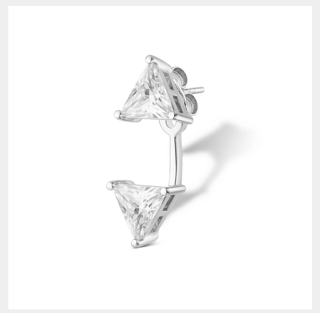 Triangle Diamond Jacket Earstud-Goud/Zilver