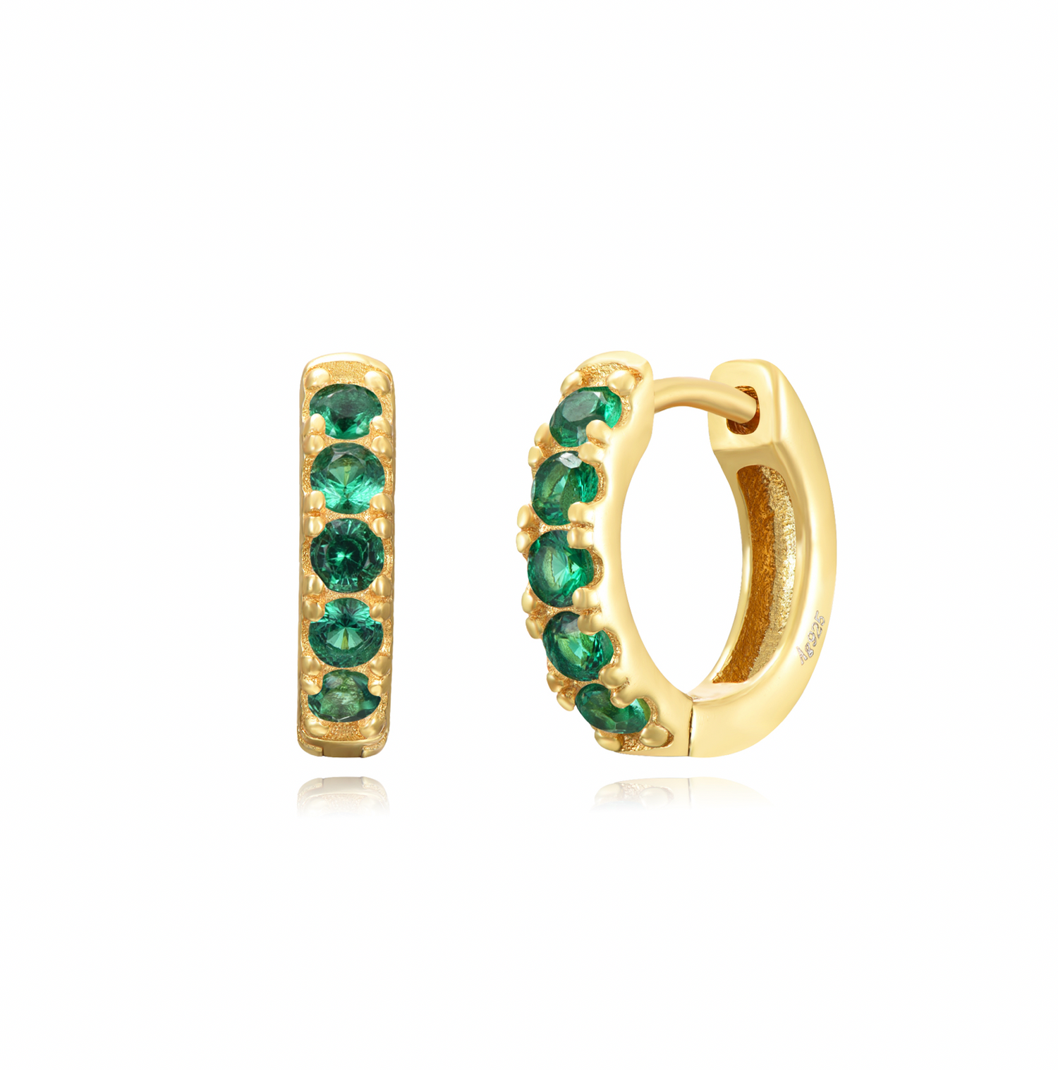 Diamond Hoop Earring-Goud/Groen