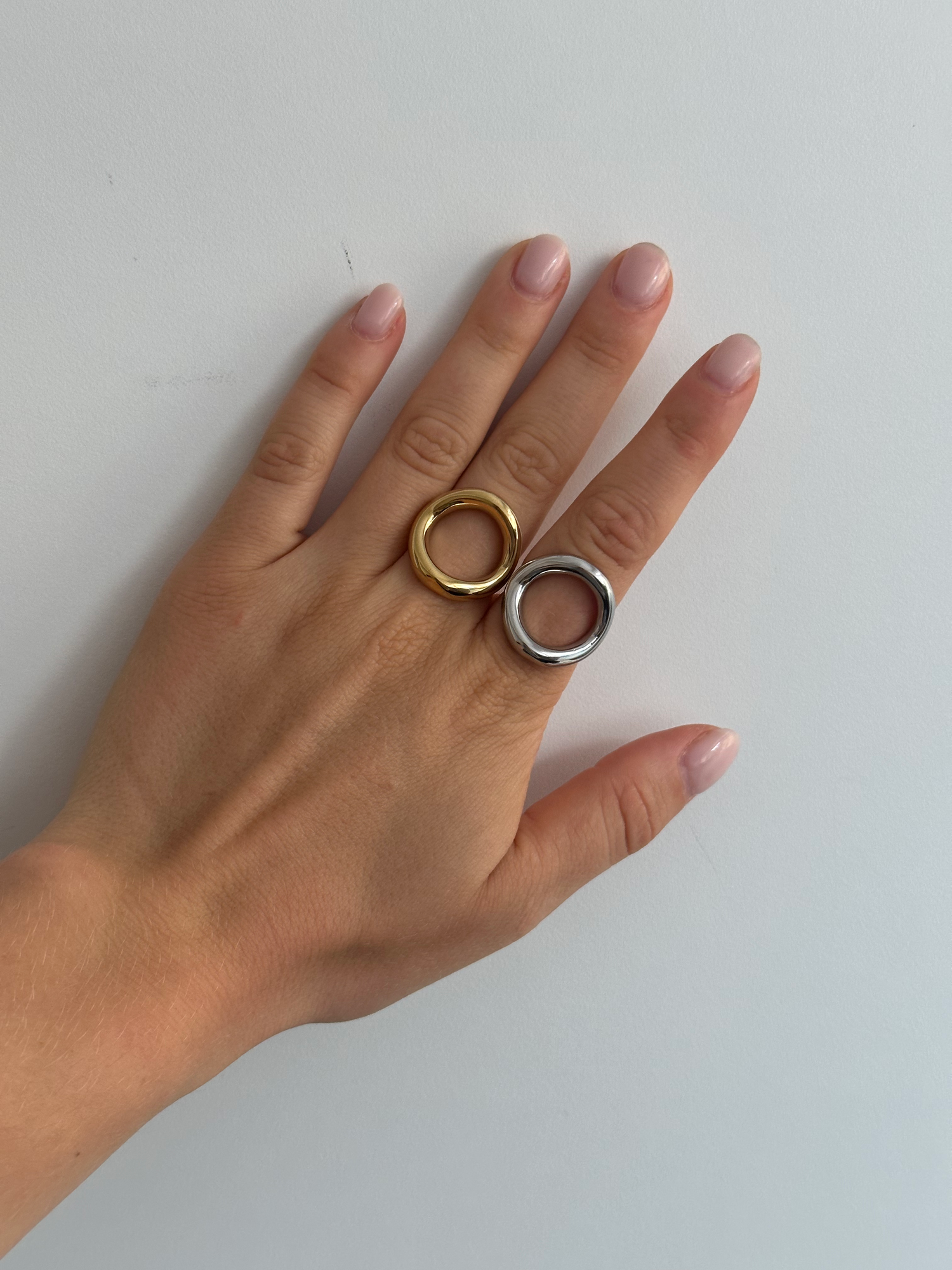 Big Golden Round II Ring-Goud/Zilver