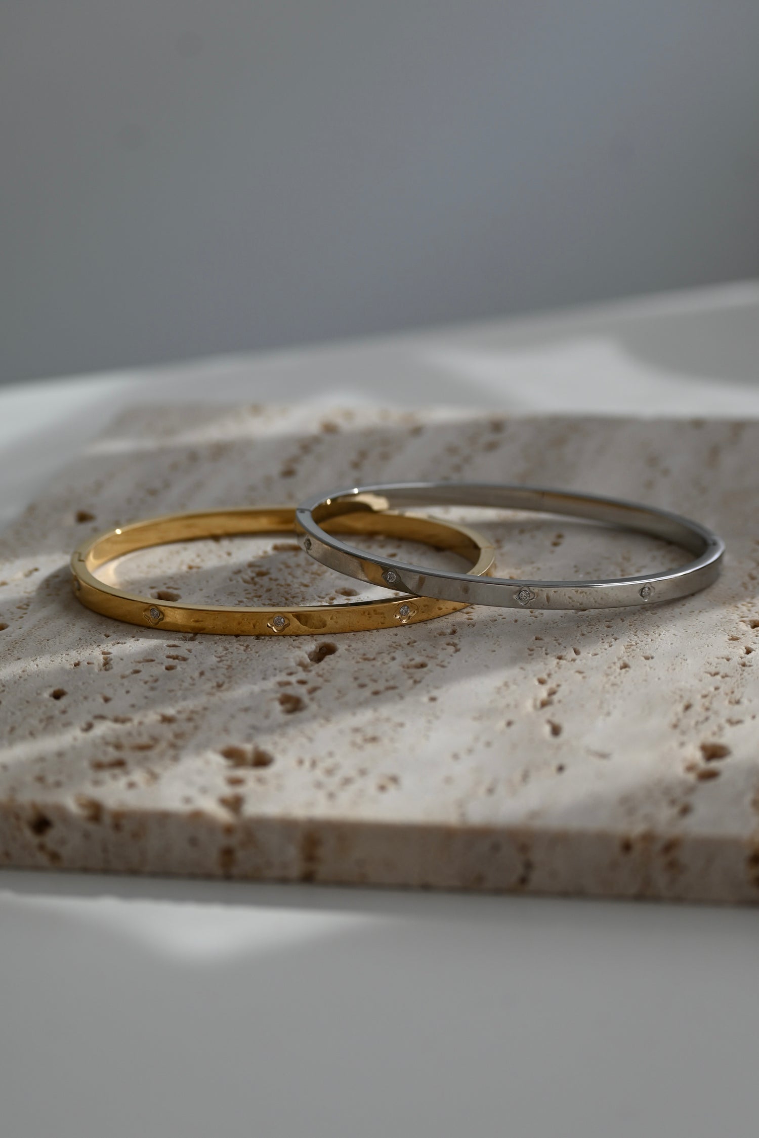 Five Little Diamond Clover Bracelet-Goud/Zilver