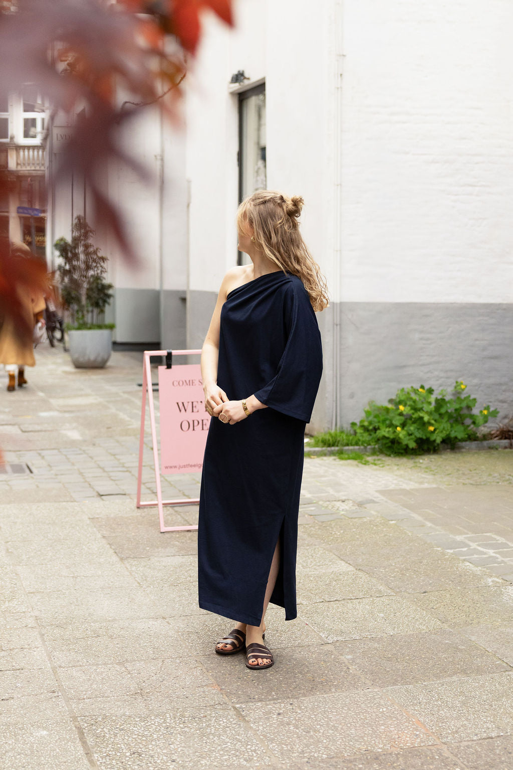 Lou One Shoulder Dress Marine Blue
