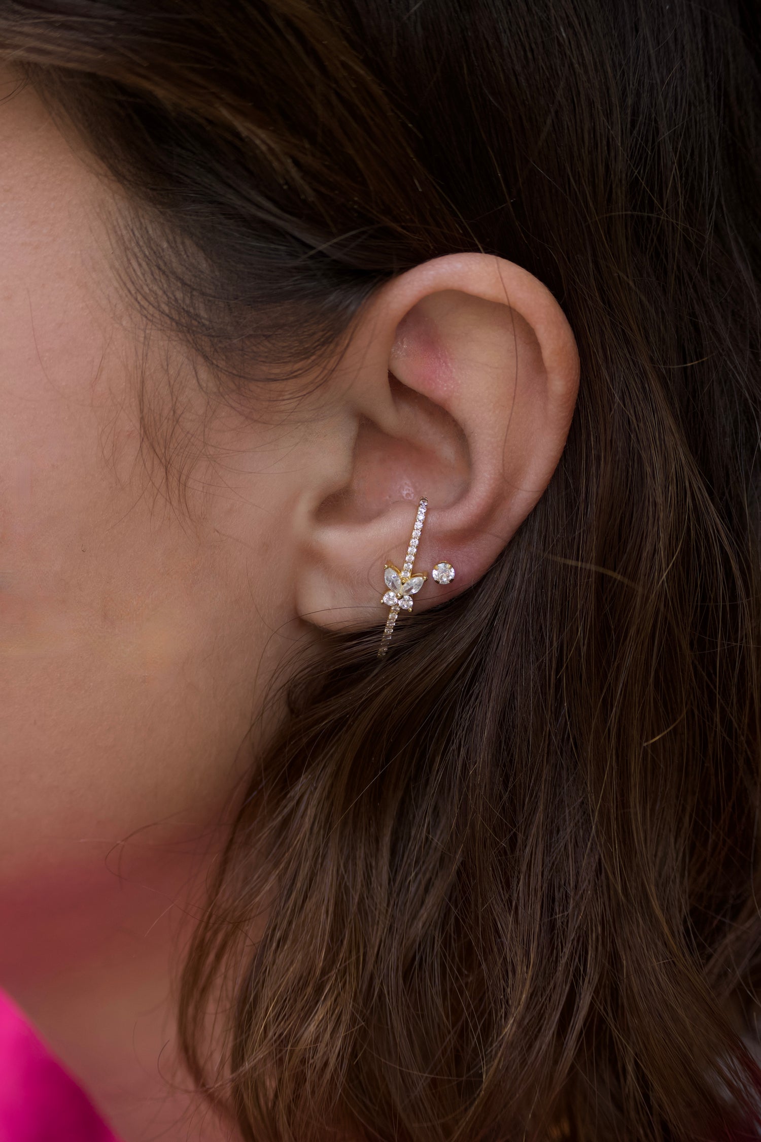 Butterfly Diamond Stone Bar Earring