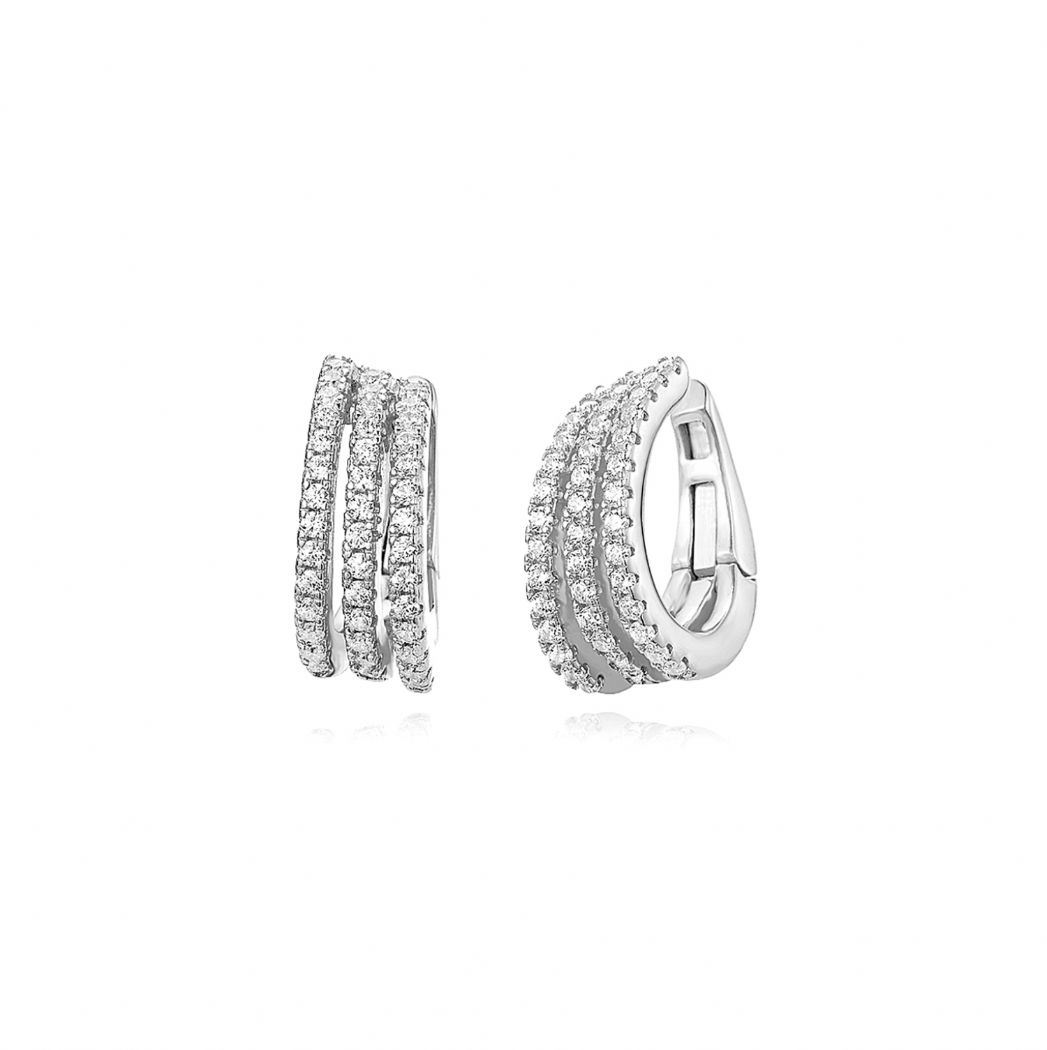 Tripple Diamond Ear Cuff-Goud/Zilver