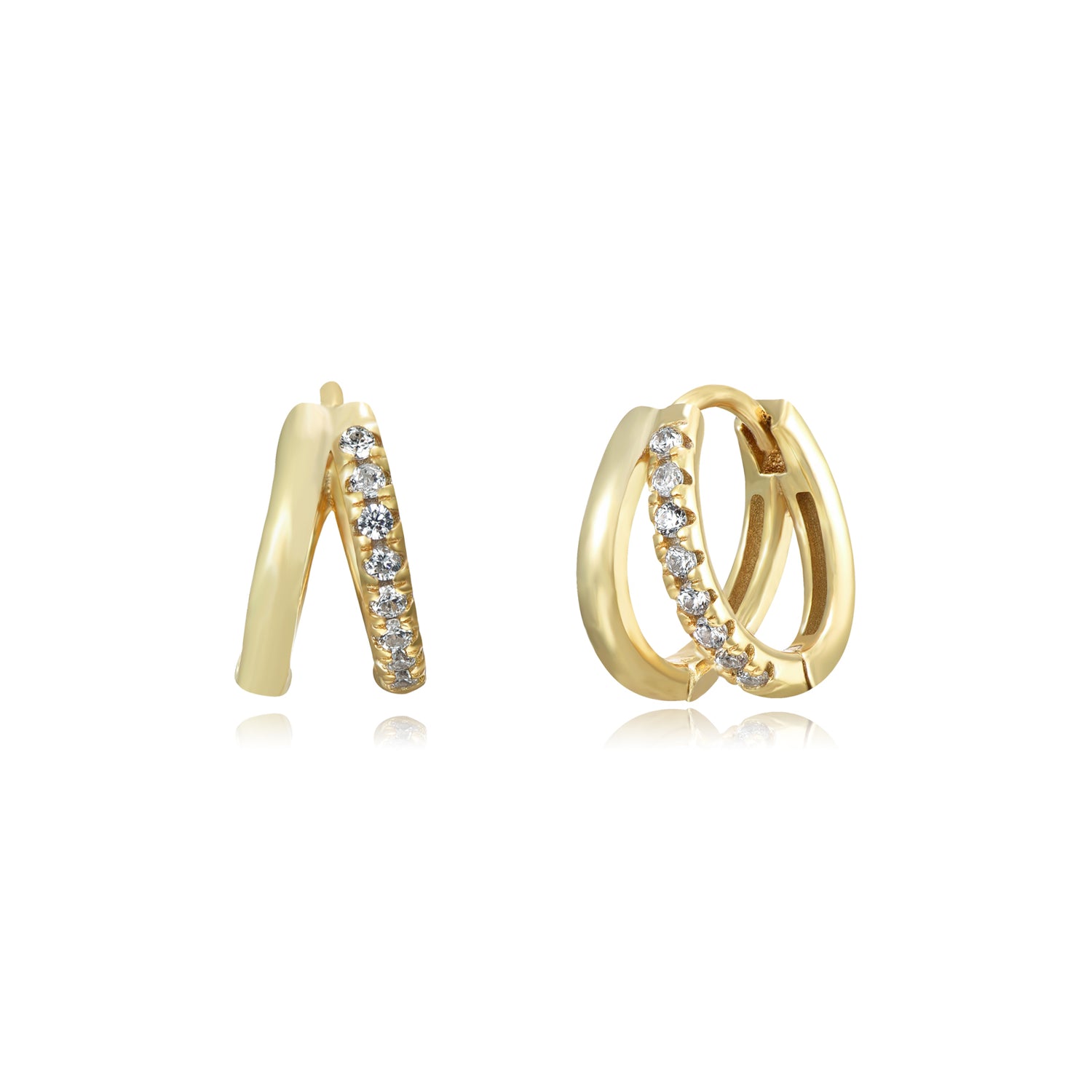 Little Diamond Double Hoop-Goud/Zilver